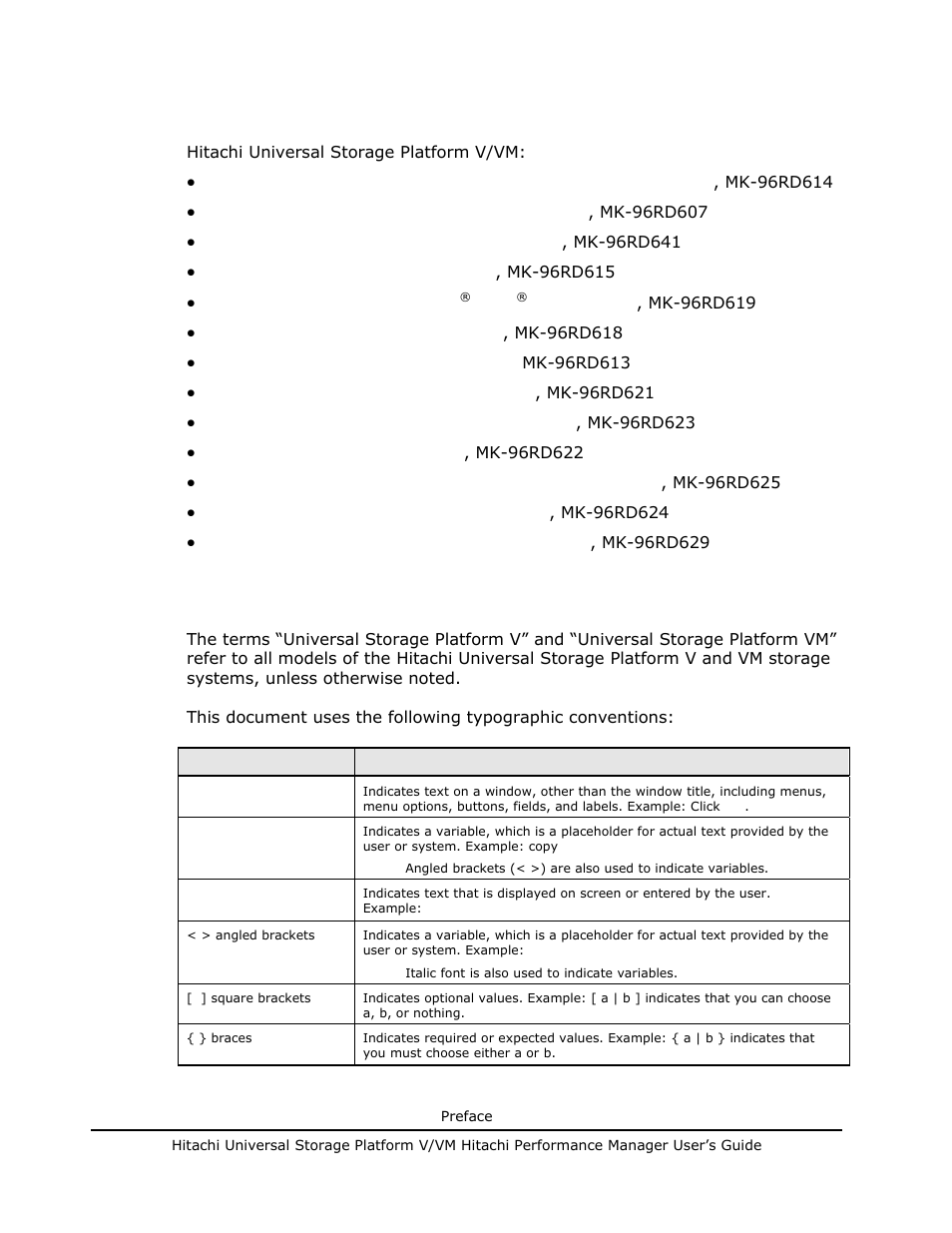 Referenced documents, Document conventions | Hitachi MK-96RD617-08 User Manual | Page 10 / 248