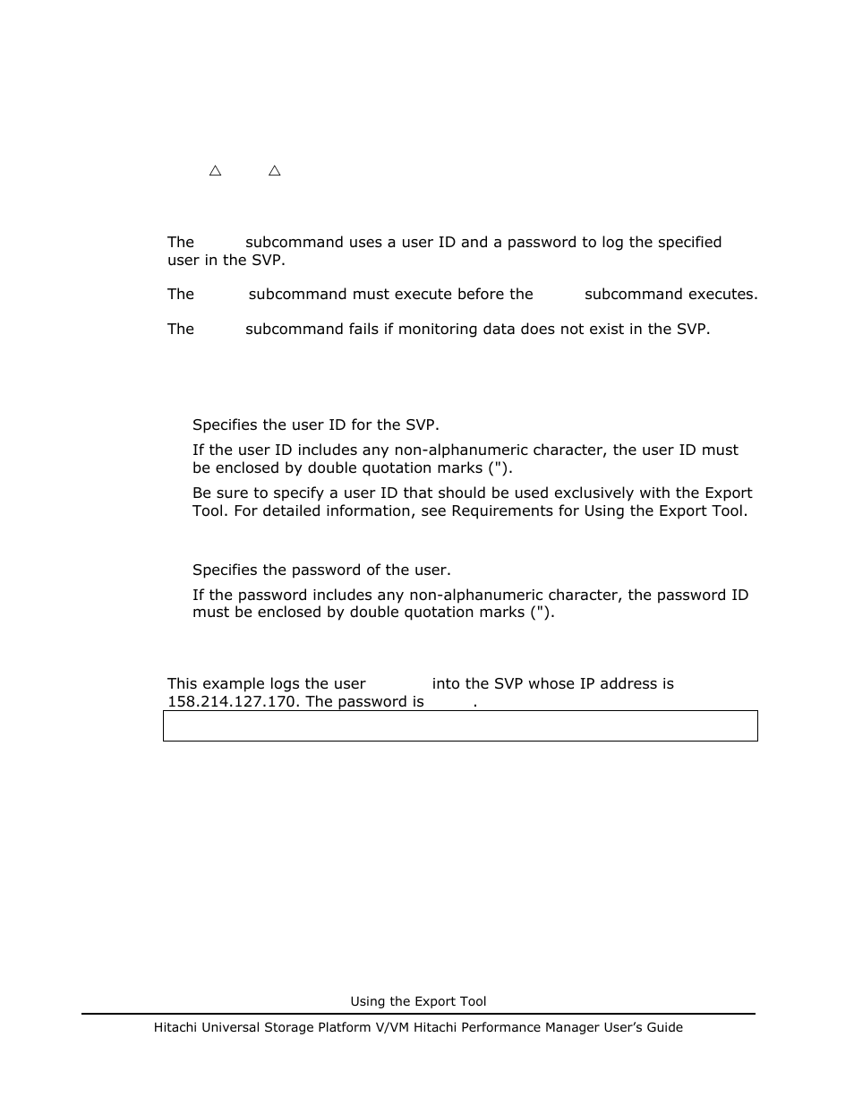 Login subcommand, Login subcommand -34, Subcommand, see login subcommand | Hitachi MK-96RD617-08 User Manual | Page 198 / 248