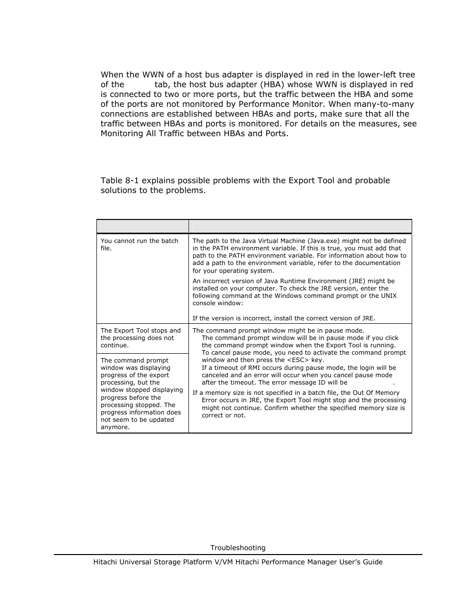 Troubleshooting server priority manager, Troubleshooting the export tool | Hitachi MK-96RD617-08 User Manual | Page 237 / 248
