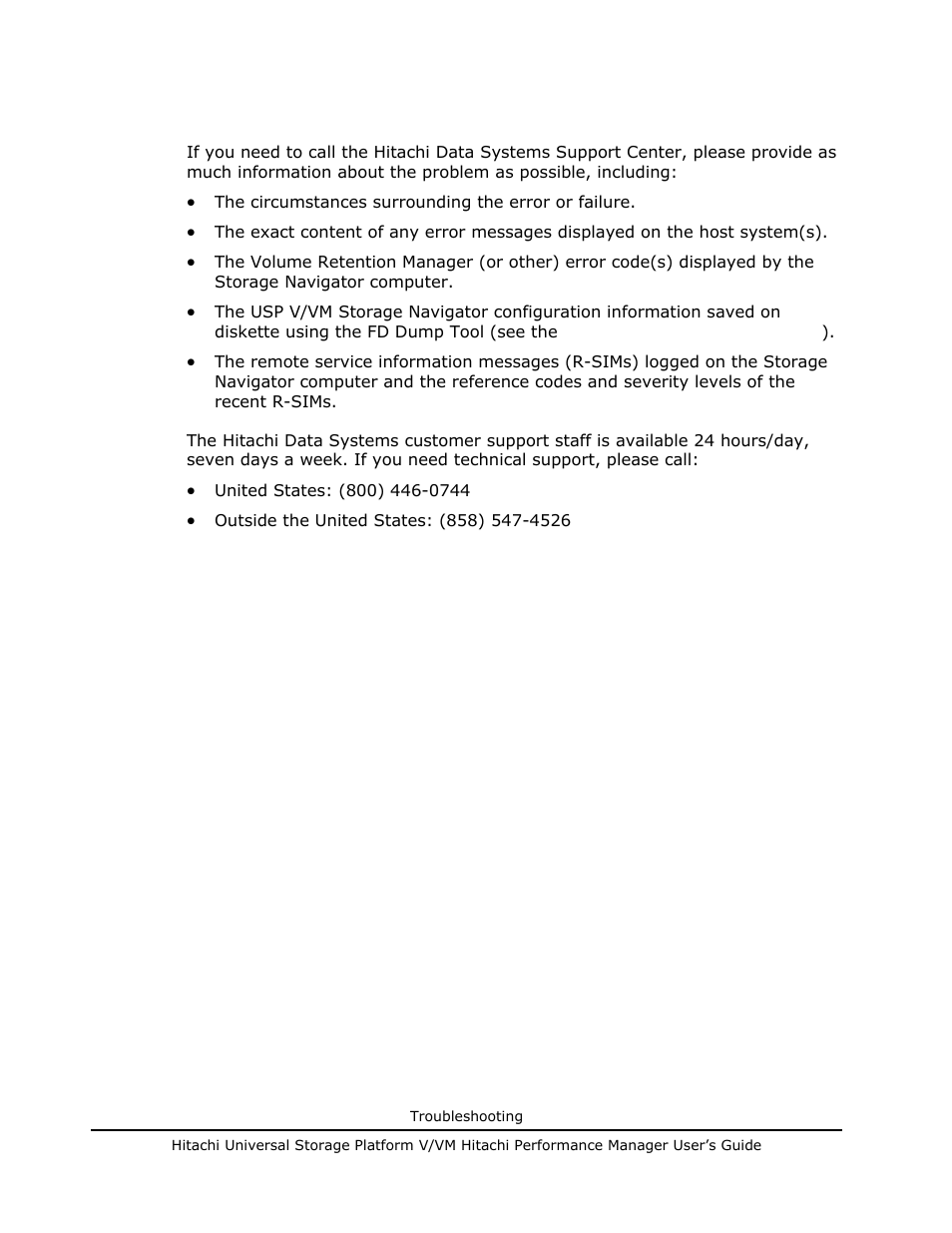 Calling the hitachi data systems support center, Calling the hitachi data systems support center) | Hitachi MK-96RD617-08 User Manual | Page 242 / 248