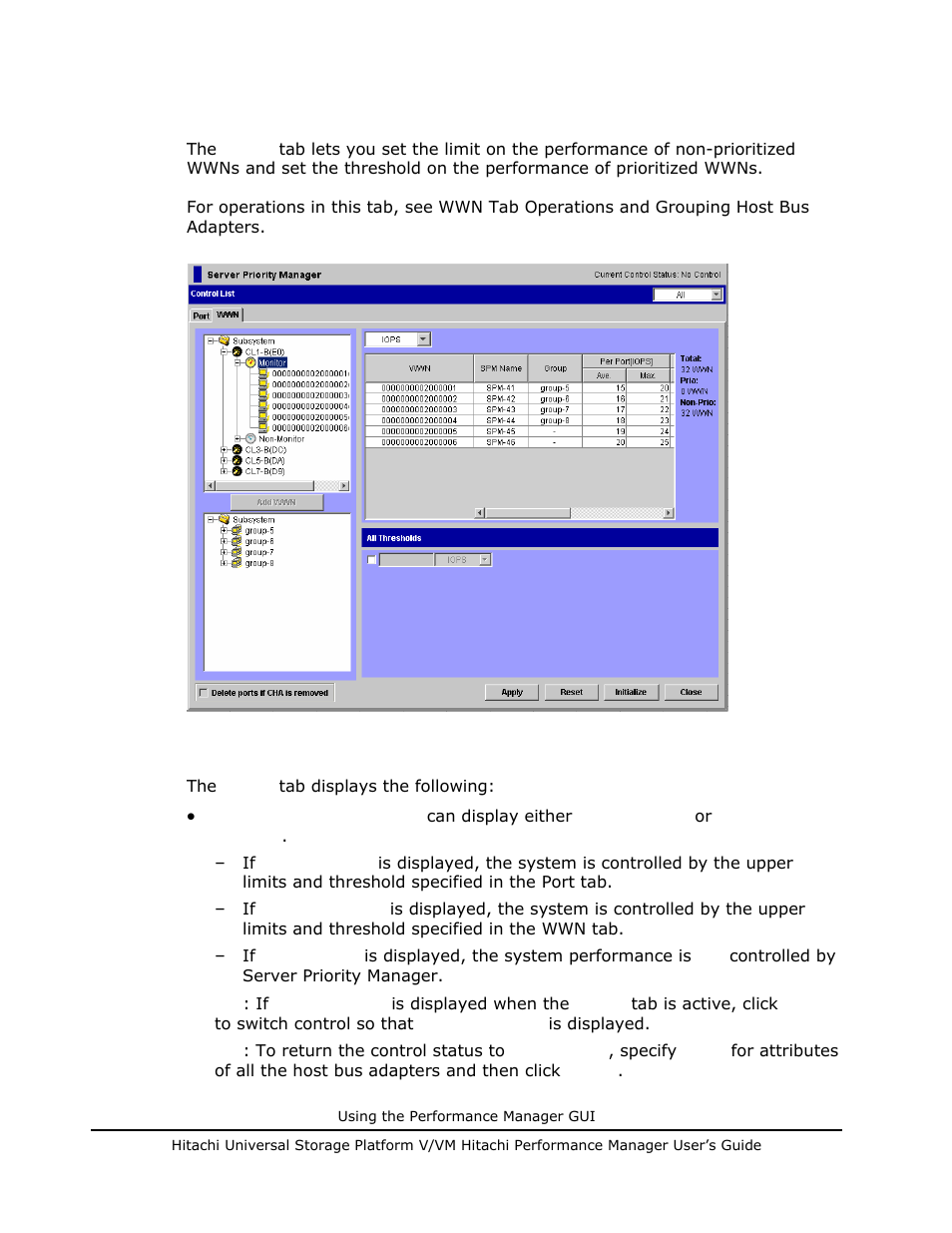 Wwn tab of the server priority manager window, Wwn tab of the server priority manager window -34 | Hitachi MK-96RD617-08 User Manual | Page 76 / 248