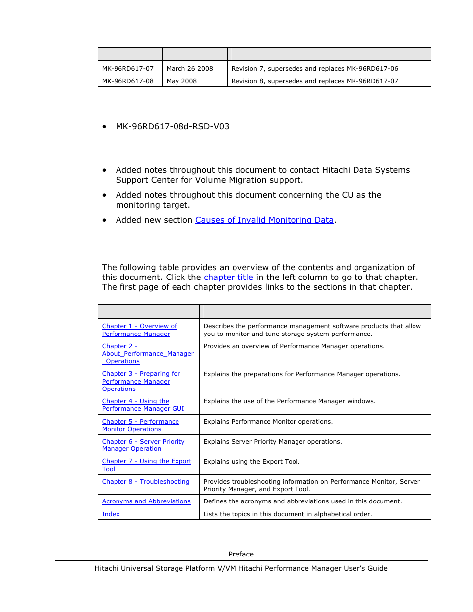 Document organization, Source document(s) for this revision, Changes in this revision | Source documents for this revision | Hitachi MK-96RD617-08 User Manual | Page 9 / 248