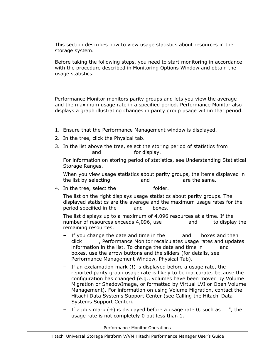 Monitoring resources in the storage system, Viewing usage statistics on parity groups, Viewing usage statistics on parity groups -8 | E viewing usage statistics on parity groups | Hitachi MK-96RD617-08 User Manual | Page 90 / 248