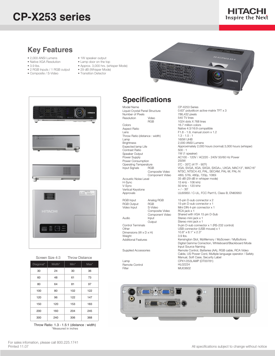 Hitachi CP-X253 User Manual | 1 page