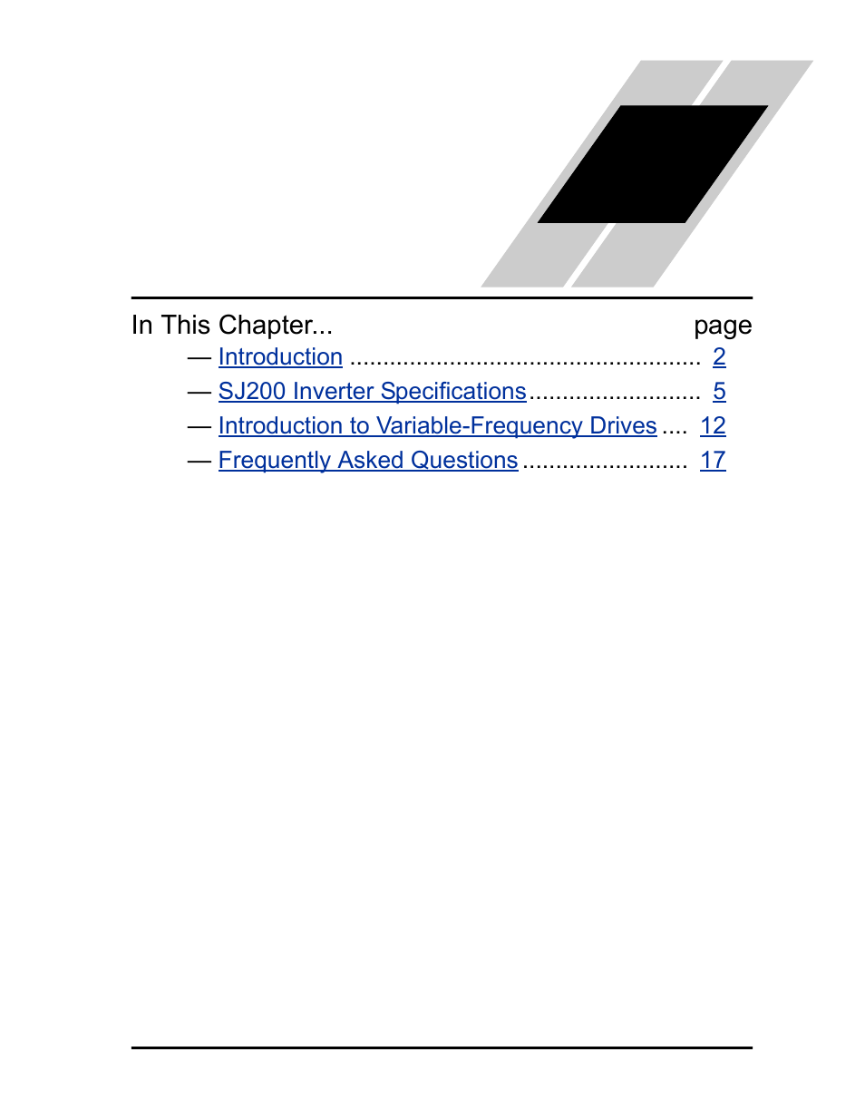 Getting started, Chapter 1: getting started | Hitachi SJ200 Series User Manual | Page 20 / 276