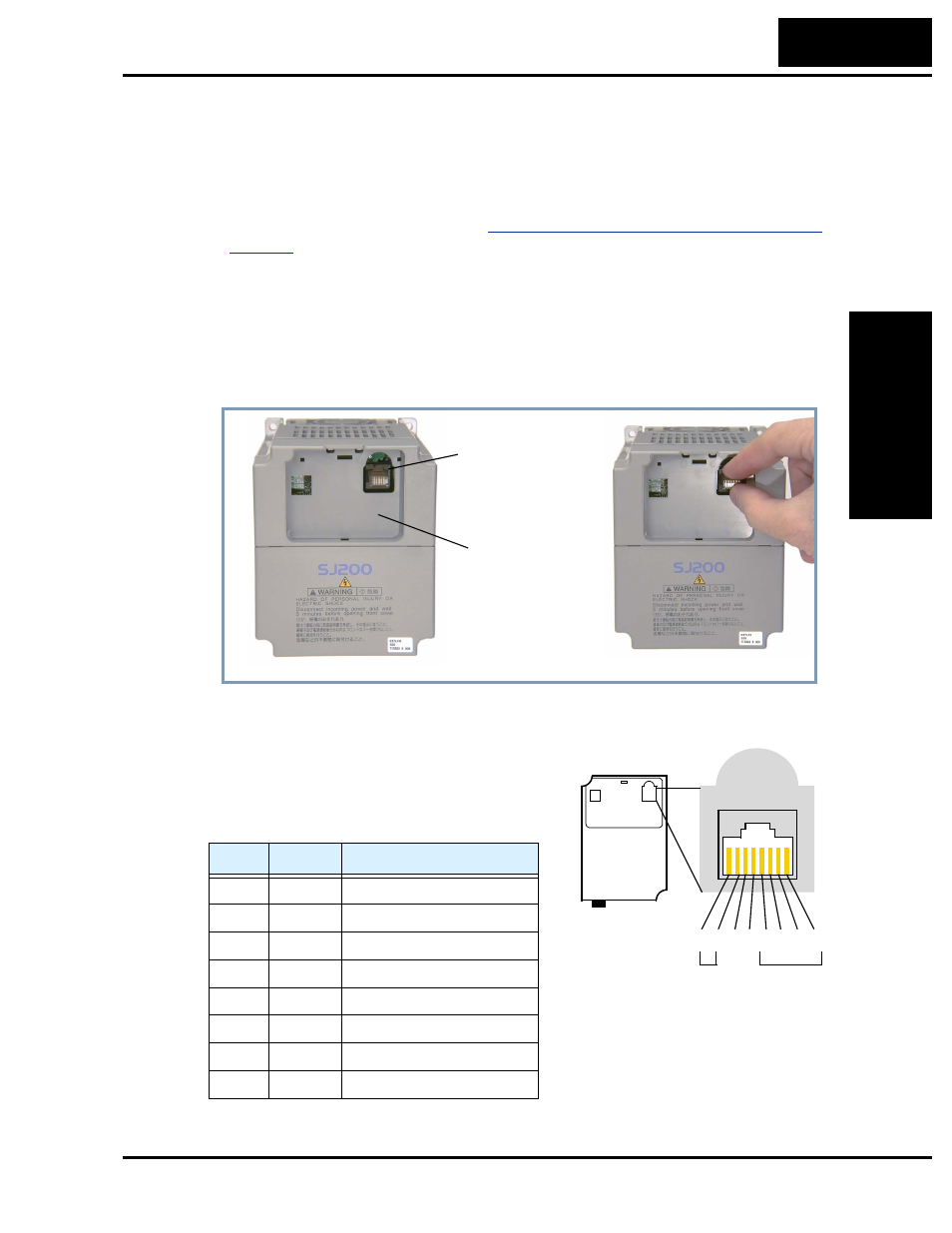Connecting the inverter to modbus, Connecting the inverter to modbus b–3 | Hitachi SJ200 Series User Manual | Page 217 / 276