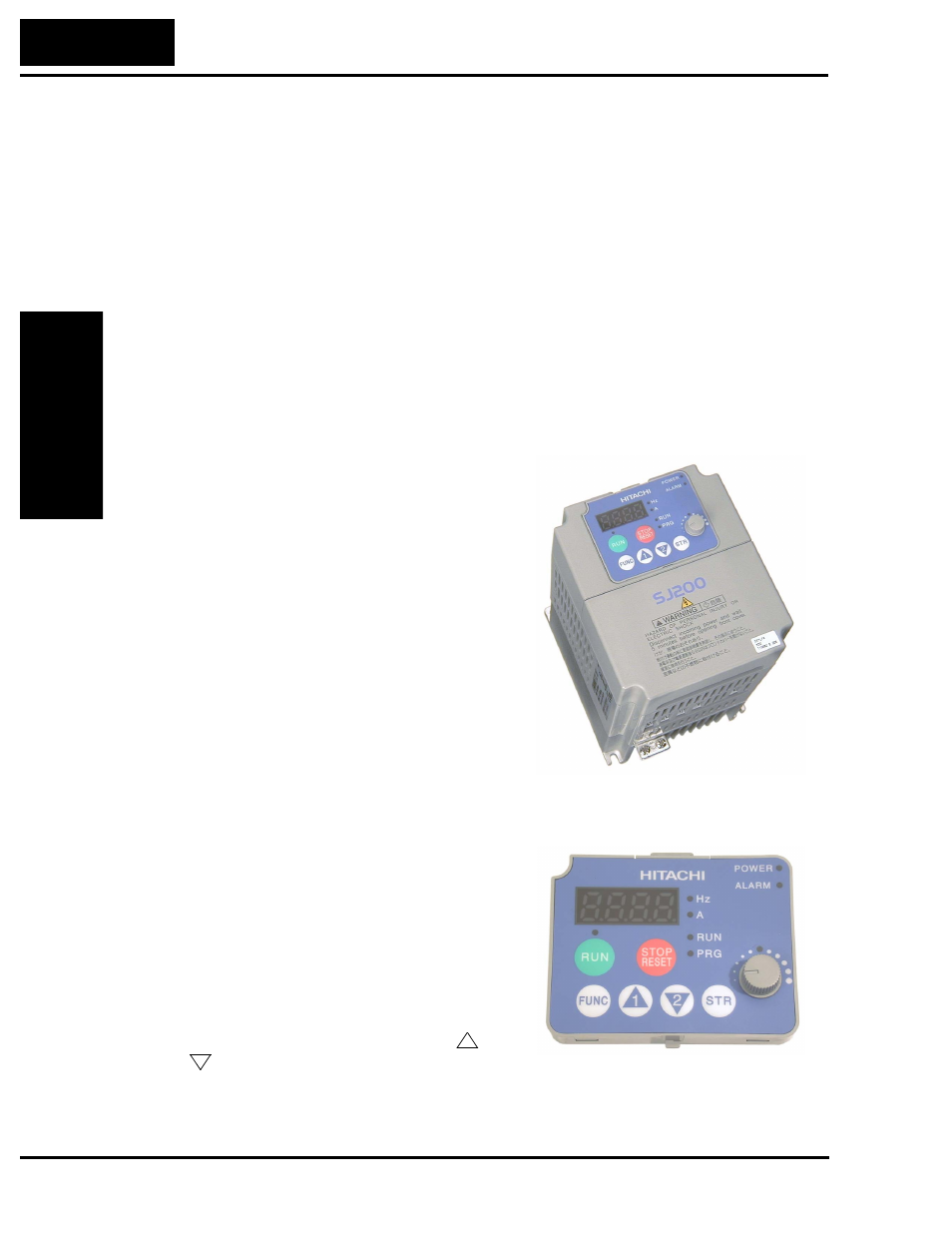 Orientation to inverter features, Unpacking and inspection, Main physical features | Orientation to inverter features 2–2 | Hitachi SJ200 Series User Manual | Page 40 / 276