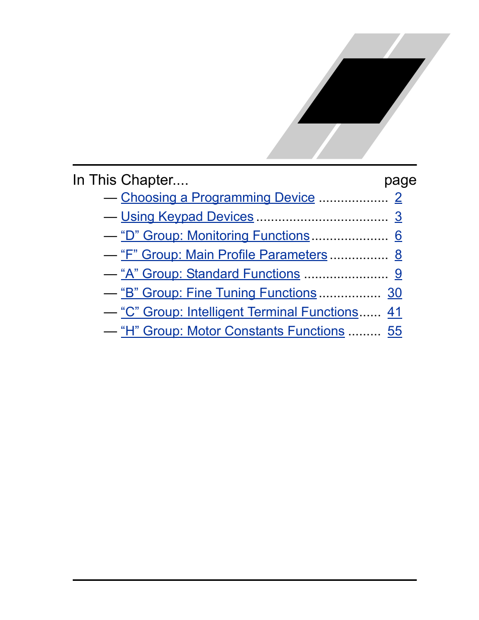 Configuring drive parameters, Chapter 3: configuring drive parameters | Hitachi SJ200 Series User Manual | Page 73 / 276
