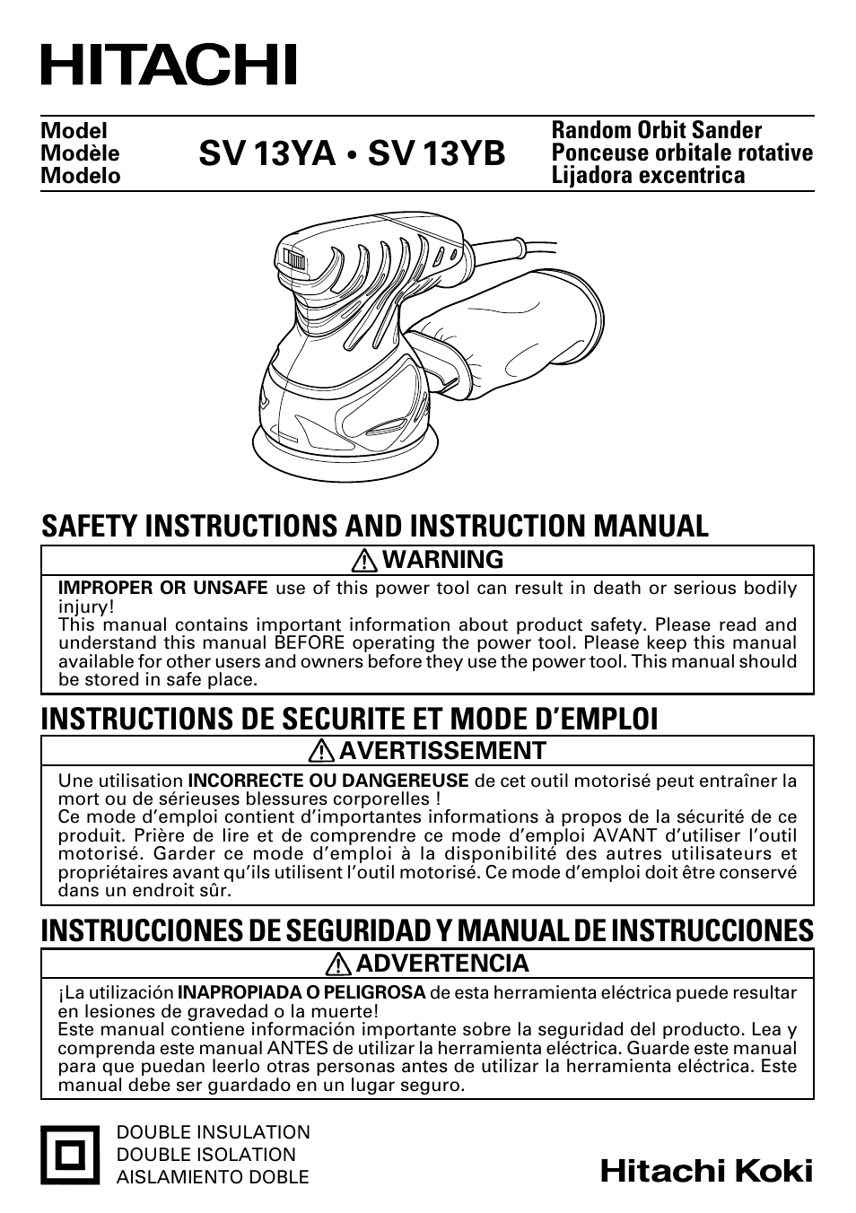 Hitachi SV 13YB User Manual | 44 pages