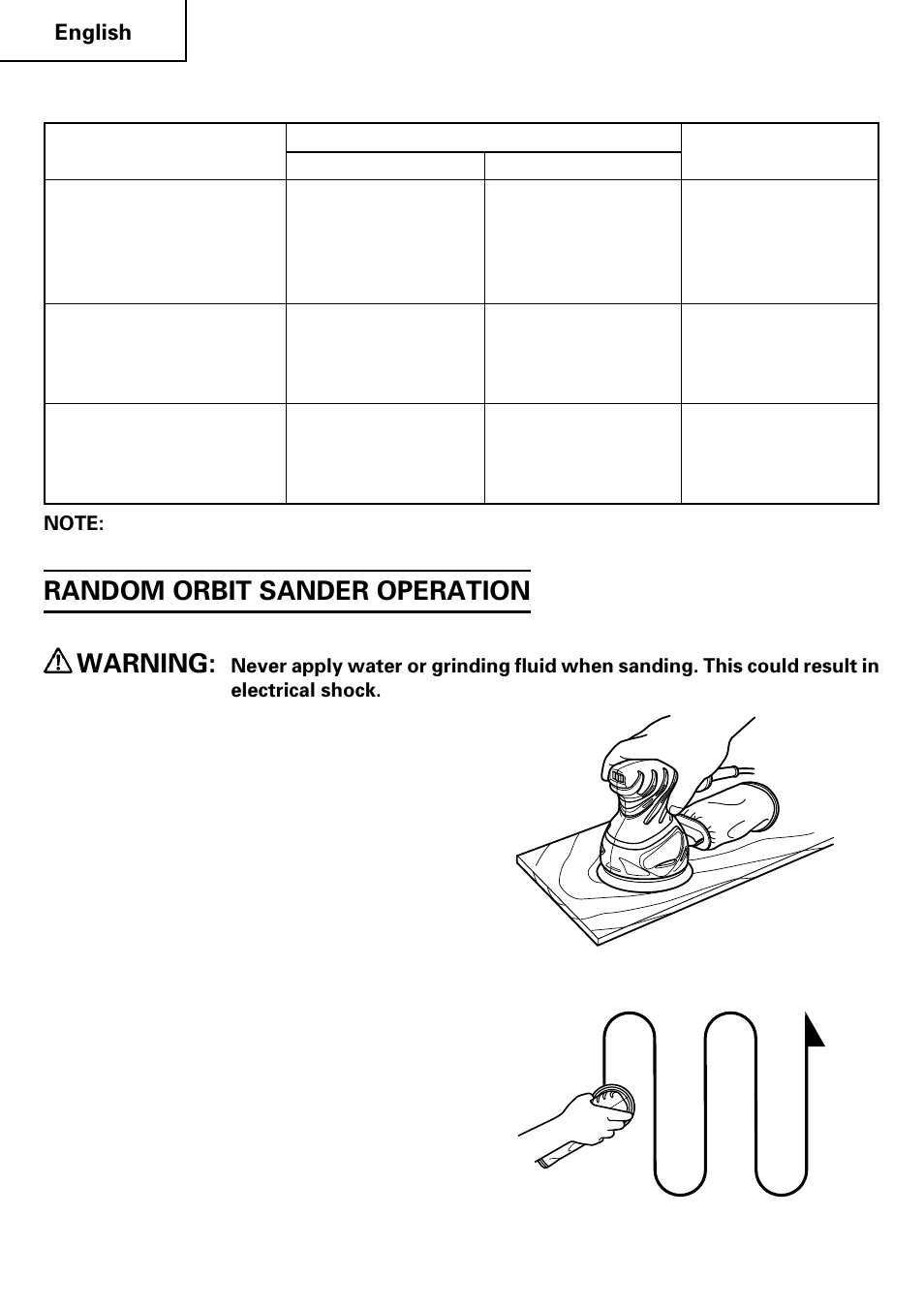 Random orbit sander operation warning | Hitachi SV 13YB User Manual | Page 12 / 44