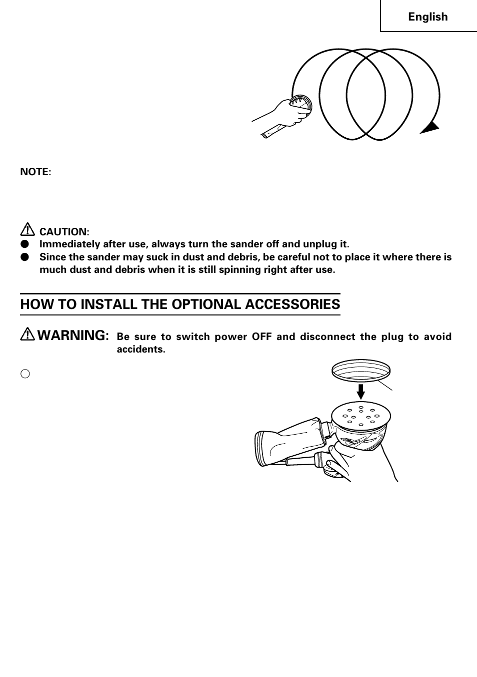 How to install the optional accessories warning | Hitachi SV 13YB User Manual | Page 13 / 44