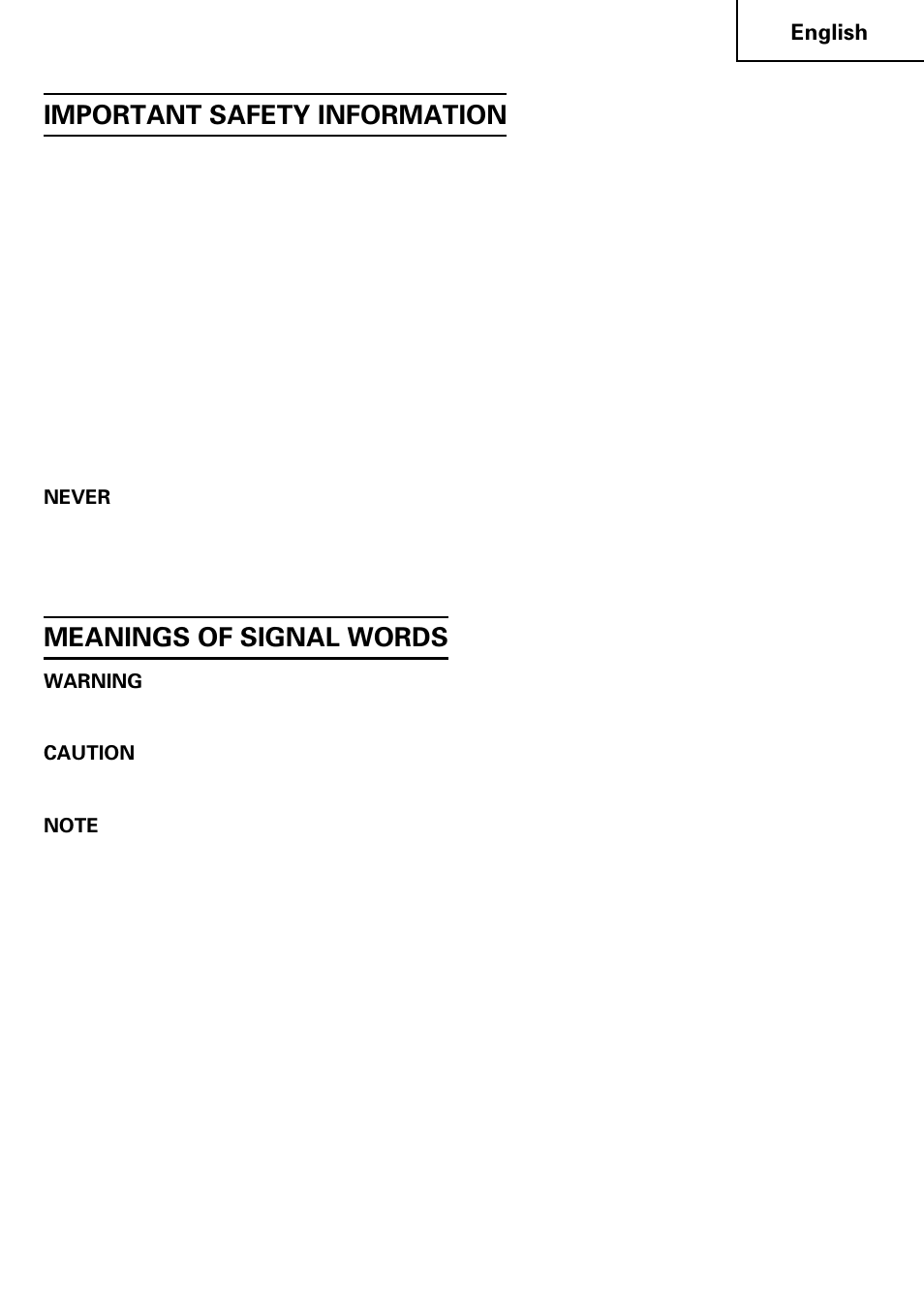 Important safety information, Meanings of signal words | Hitachi SV 13YB User Manual | Page 3 / 44