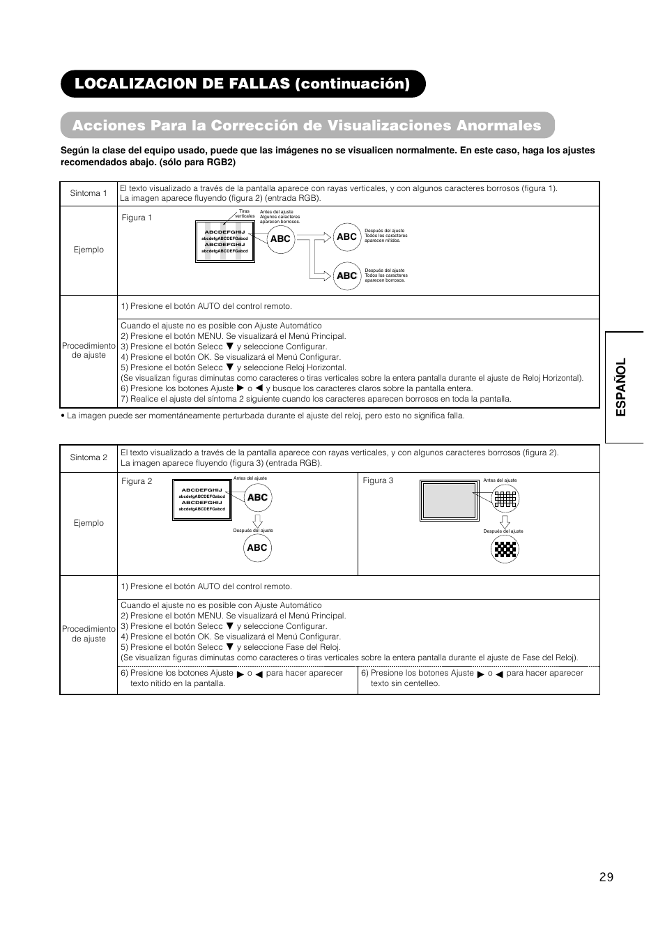 Localizacion de fallas (continuación), Esp a ñ ol | Hitachi CMP420V2 User Manual | Page 123 / 142