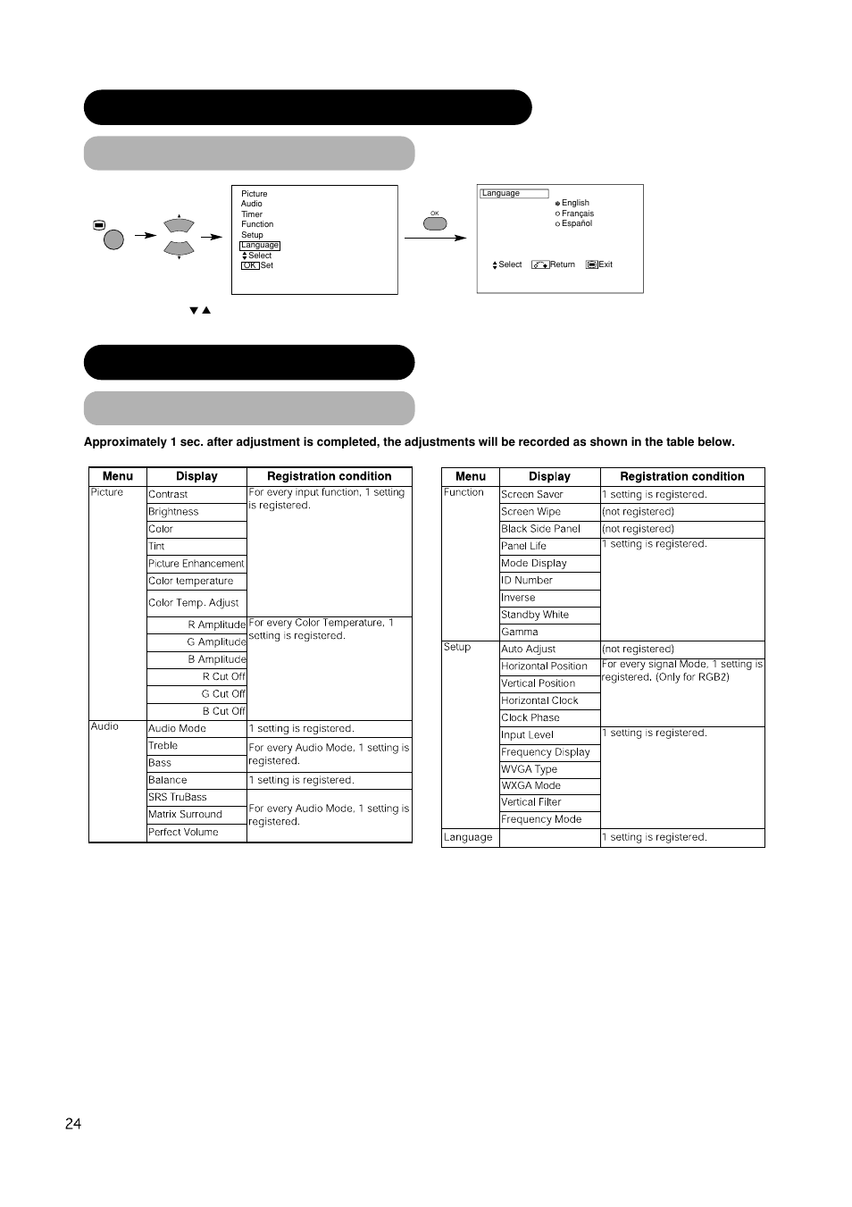 Operating instructions (continued) language menu, Other features automatic store | Hitachi CMP420V2 User Manual | Page 26 / 142