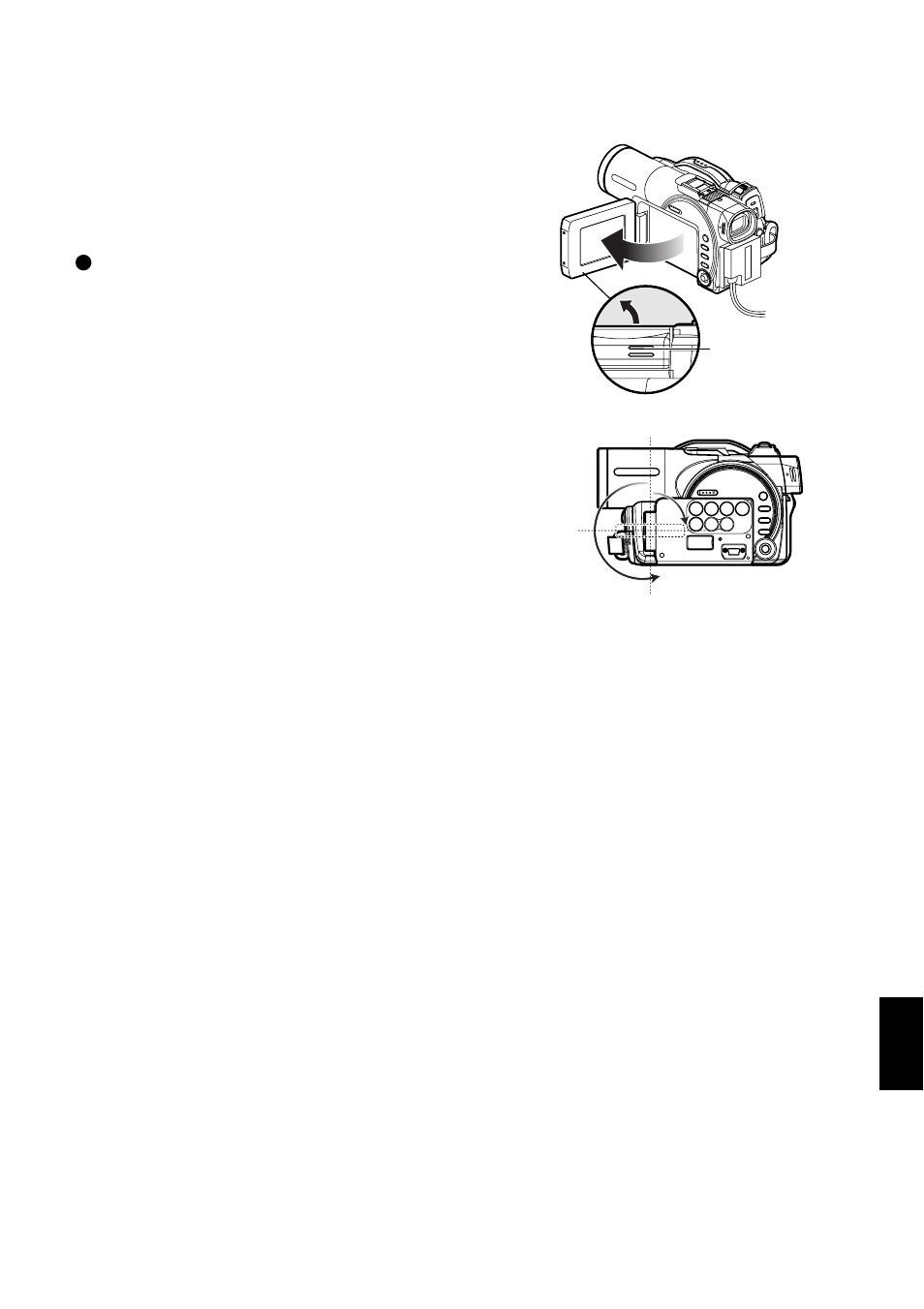 Viewing image on lcd monitor screen, Range where the lcd monitor can be moved | Hitachi DZMV580A User Manual | Page 35 / 187