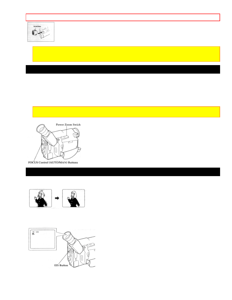 Using manual focus, Using the electronic image stabilizer | Hitachi VM-E625LA User Manual | Page 33 / 54