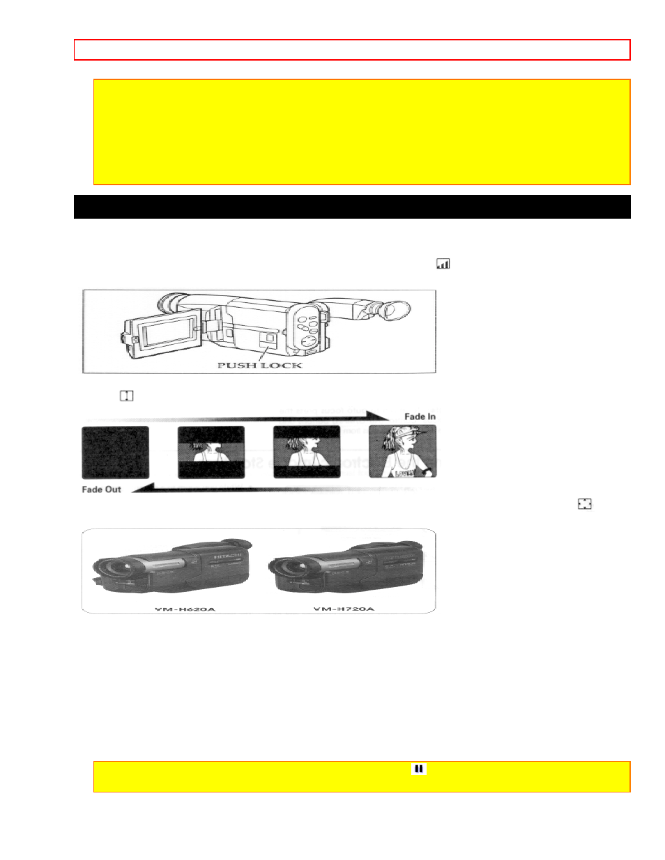 Using fade, Fading in, Fading out | Hitachi VM-E625LA User Manual | Page 34 / 54
