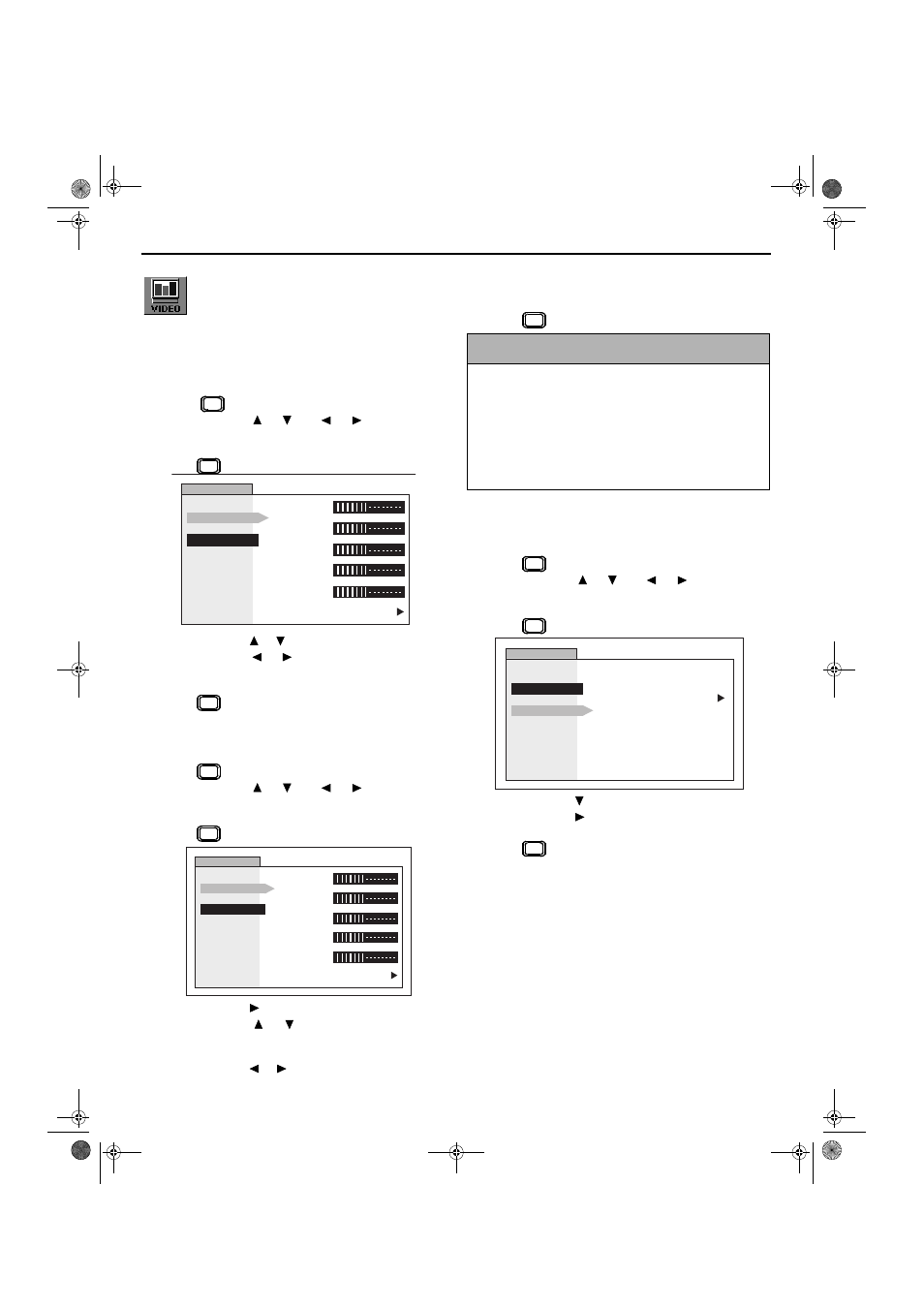Menu selections, Video adjustments, Reset | Color temp | Hitachi GX Series 27GX01B User Manual | Page 16 / 28