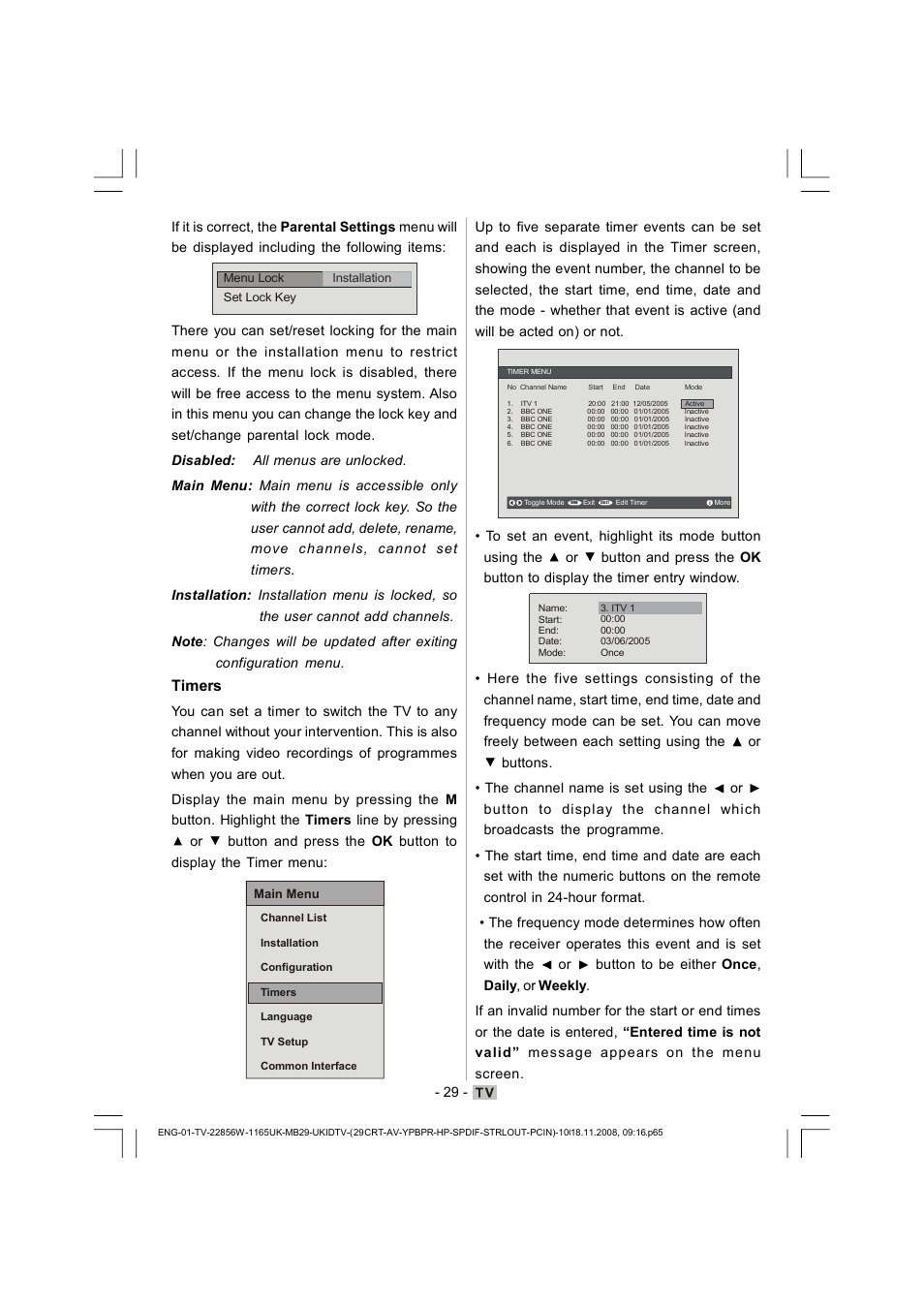 Timers | Hitachi L22DP03U User Manual | Page 30 / 63
