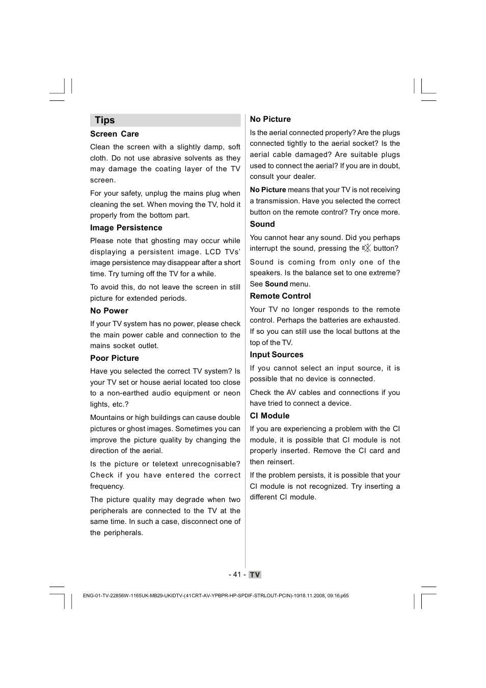 Tips | Hitachi L22DP03U User Manual | Page 42 / 63