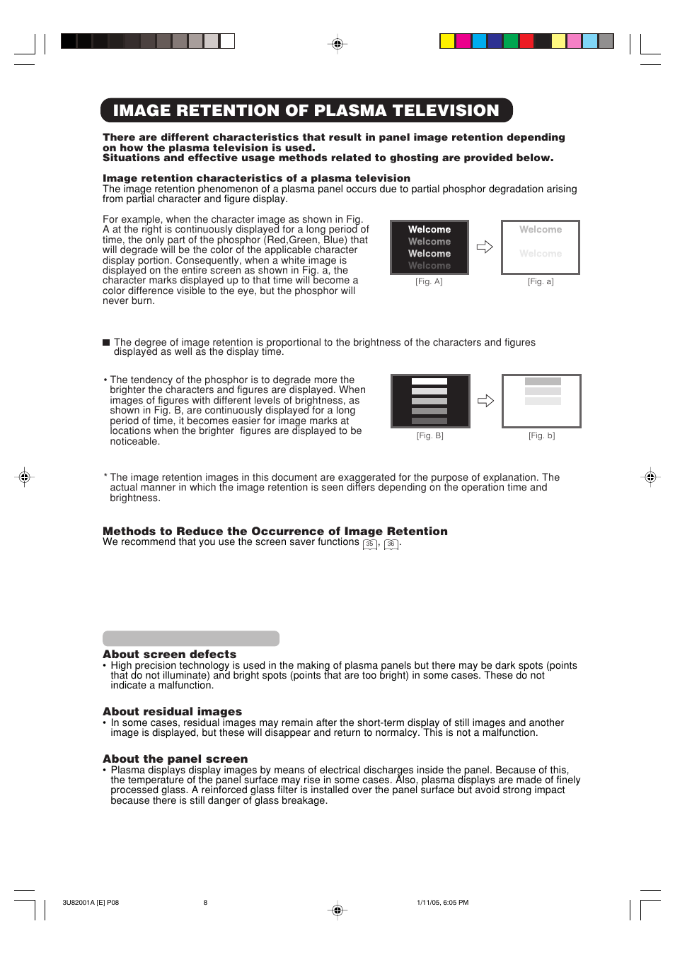 Image retention of plasma television | Hitachi 42PD380TA-P2 User Manual | Page 11 / 47