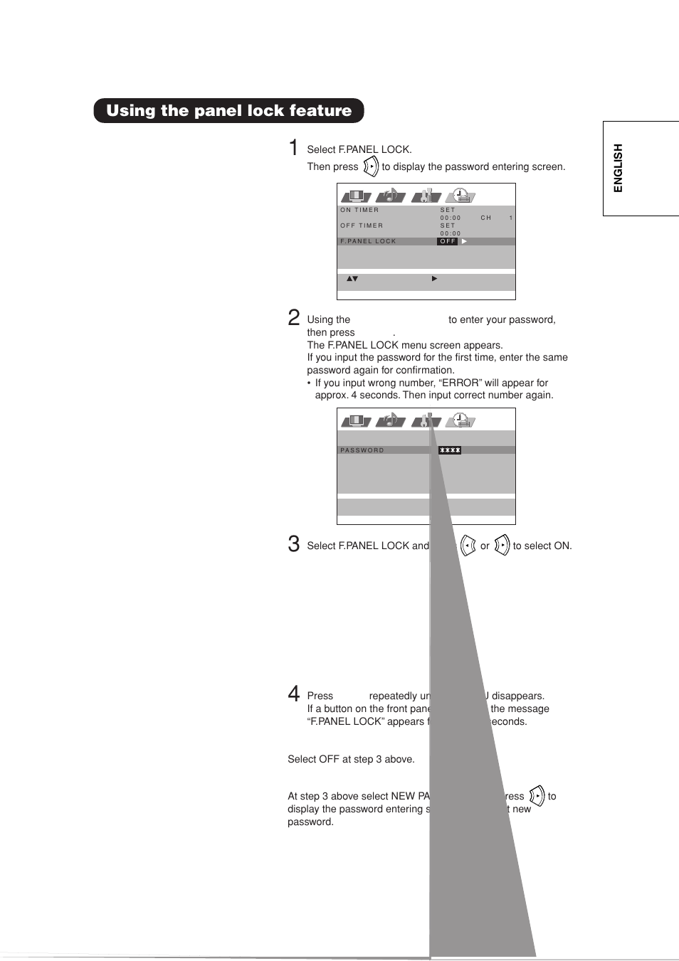Using the panel lock feature | Hitachi 42PD380TA-P2 User Manual | Page 40 / 47