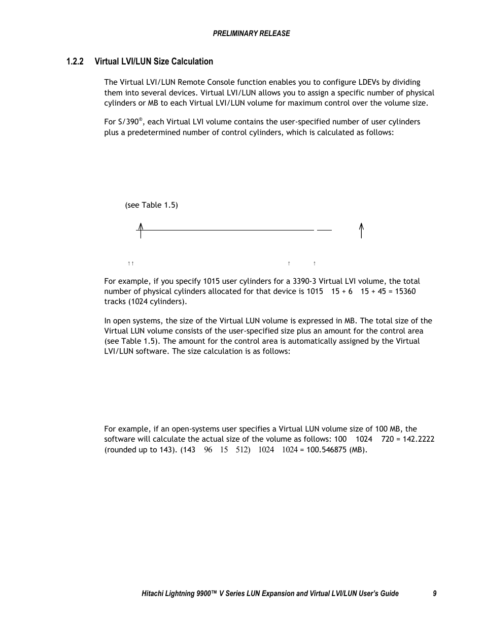 2 virtual lvi/lun size calculation | Hitachi 9900 V Series User Manual | Page 21 / 64