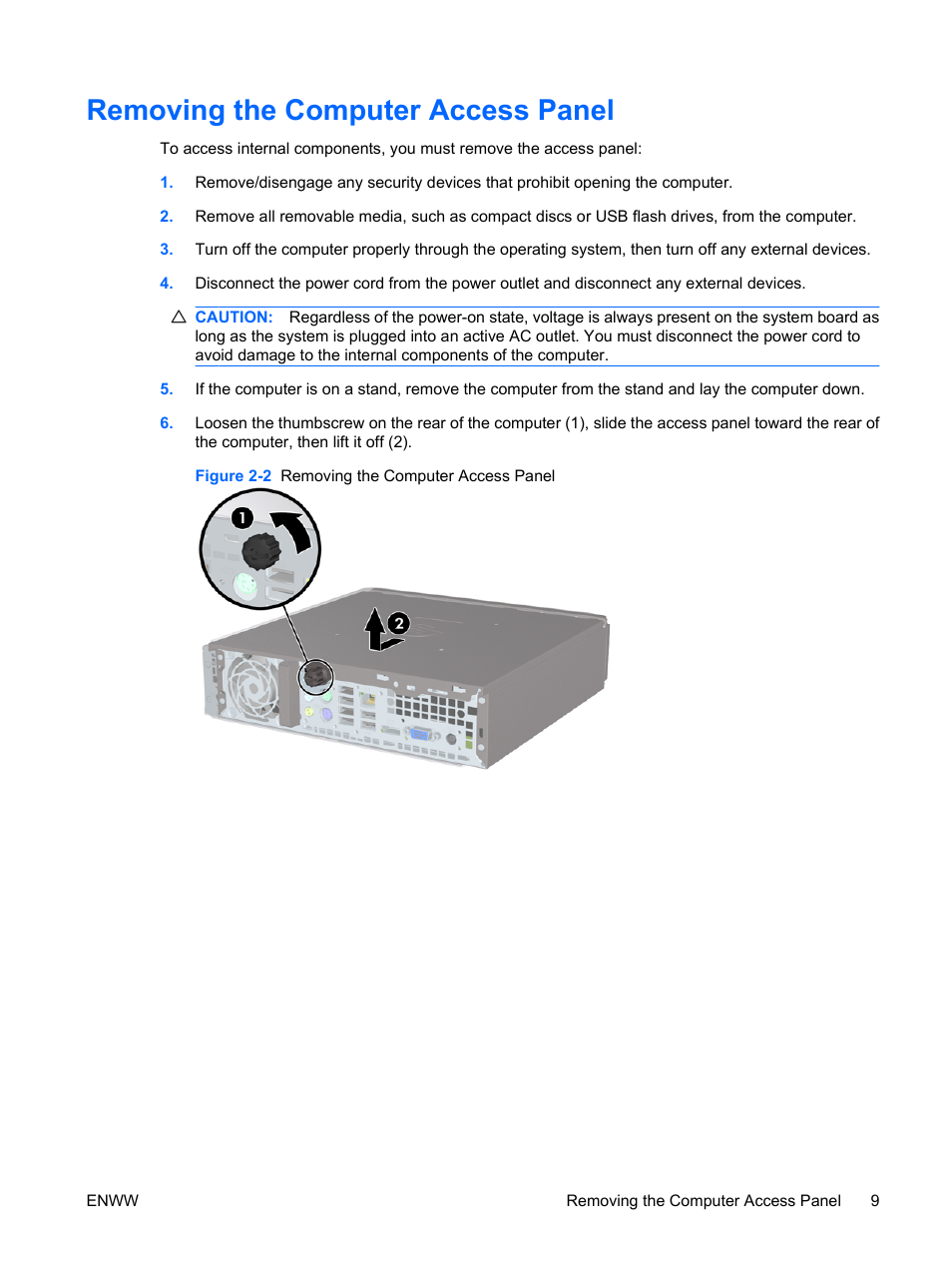 Removing the computer access panel | Hitachi COMPAQ 8000 User Manual | Page 15 / 48