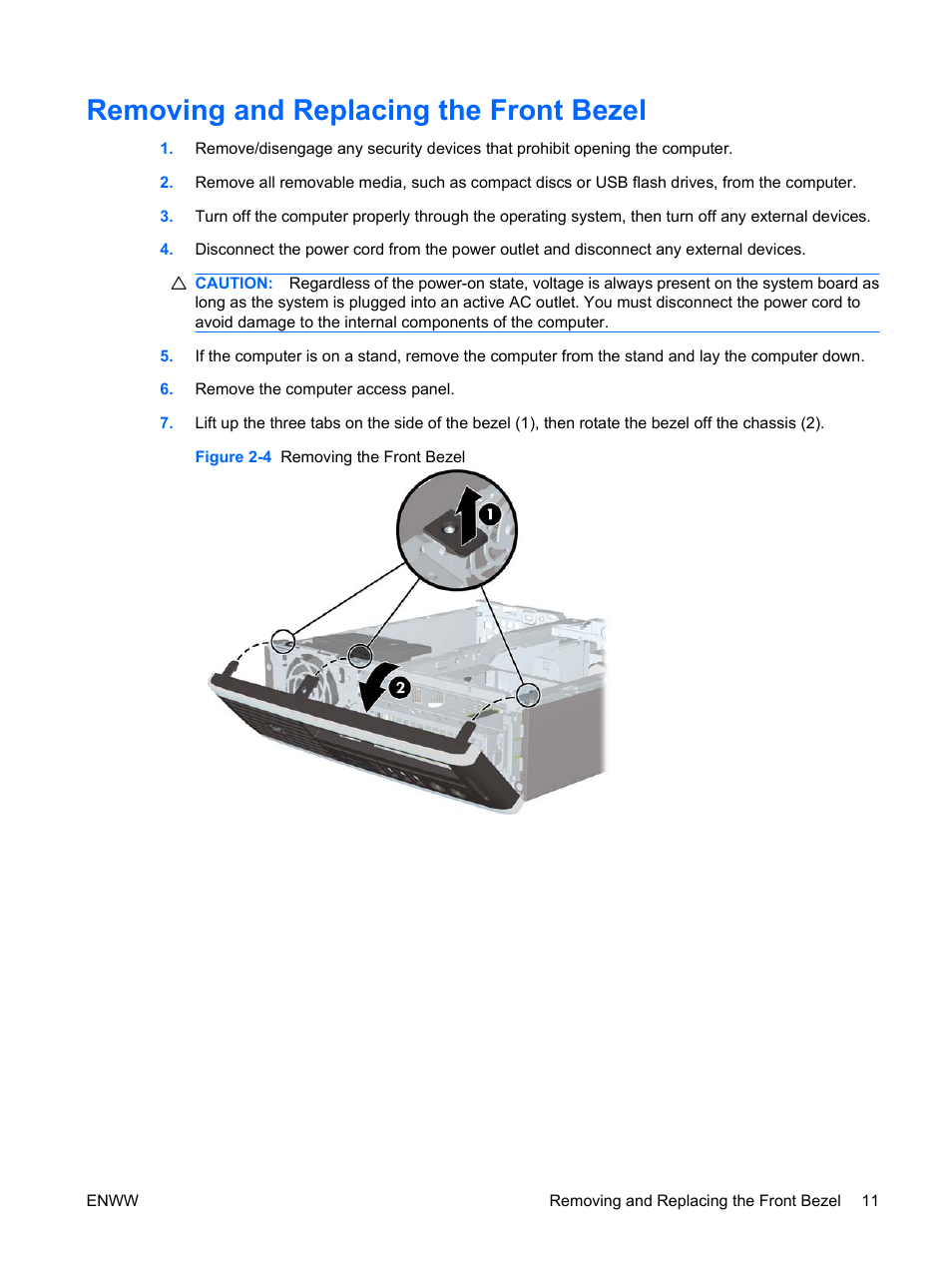 Removing and replacing the front bezel | Hitachi COMPAQ 8000 User Manual | Page 17 / 48