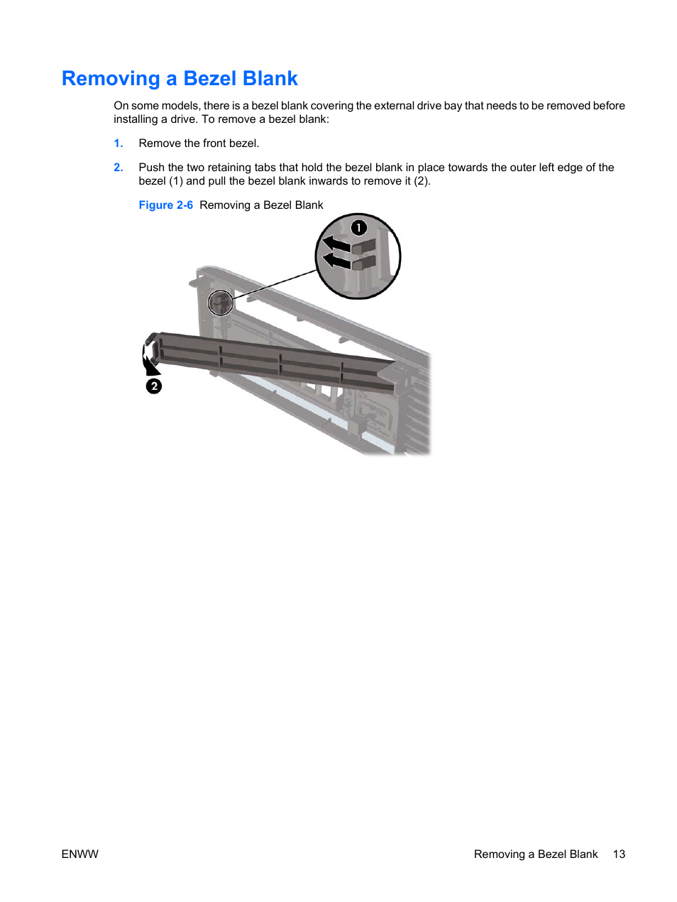 Removing a bezel blank | Hitachi COMPAQ 8000 User Manual | Page 19 / 48