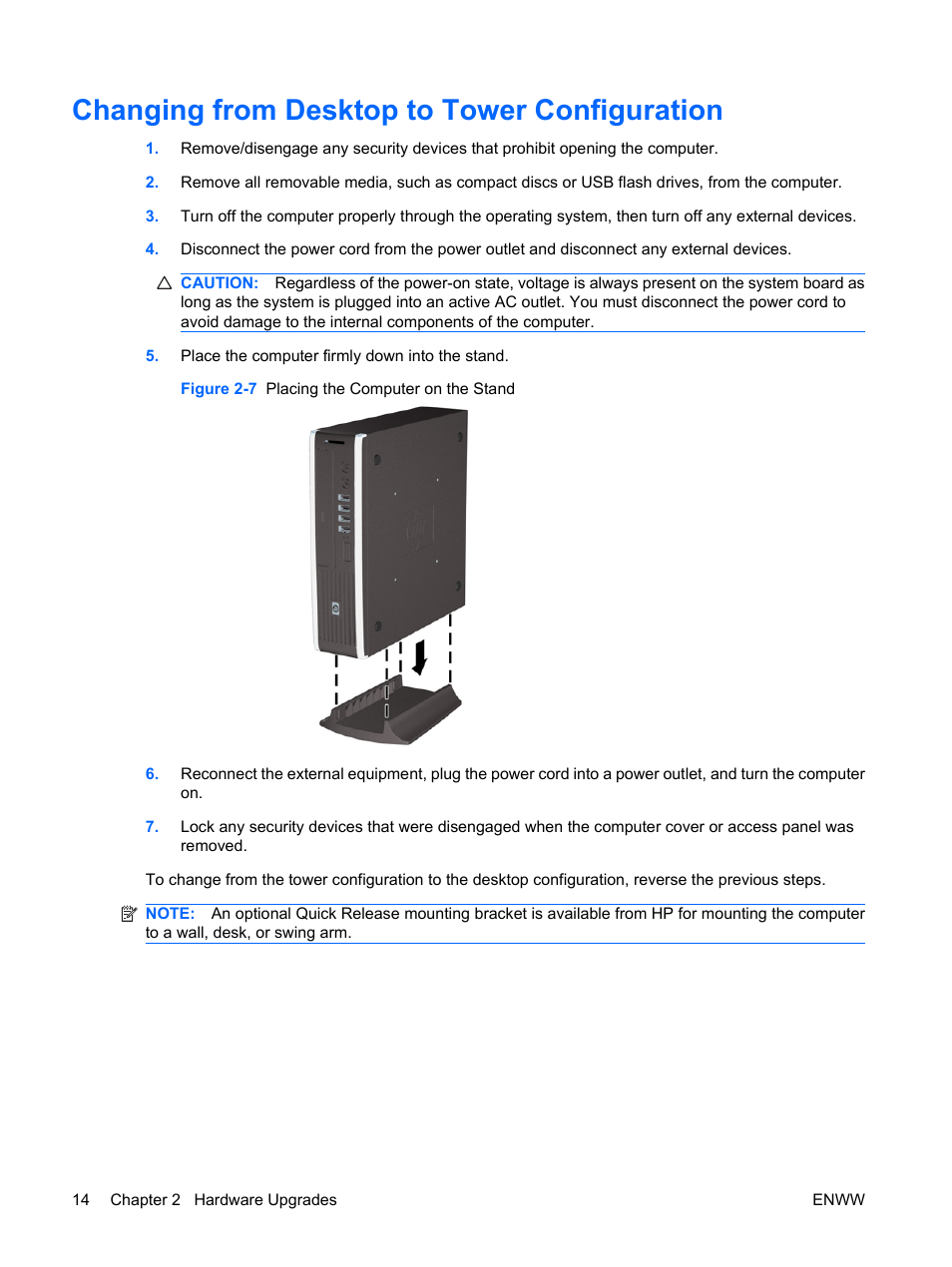 Changing from desktop to tower configuration | Hitachi COMPAQ 8000 User Manual | Page 20 / 48