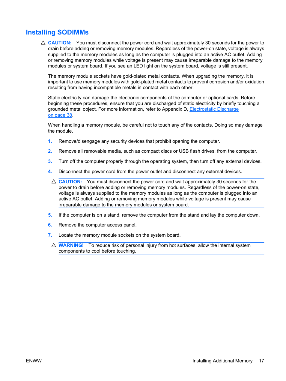 Installing sodimms | Hitachi COMPAQ 8000 User Manual | Page 23 / 48