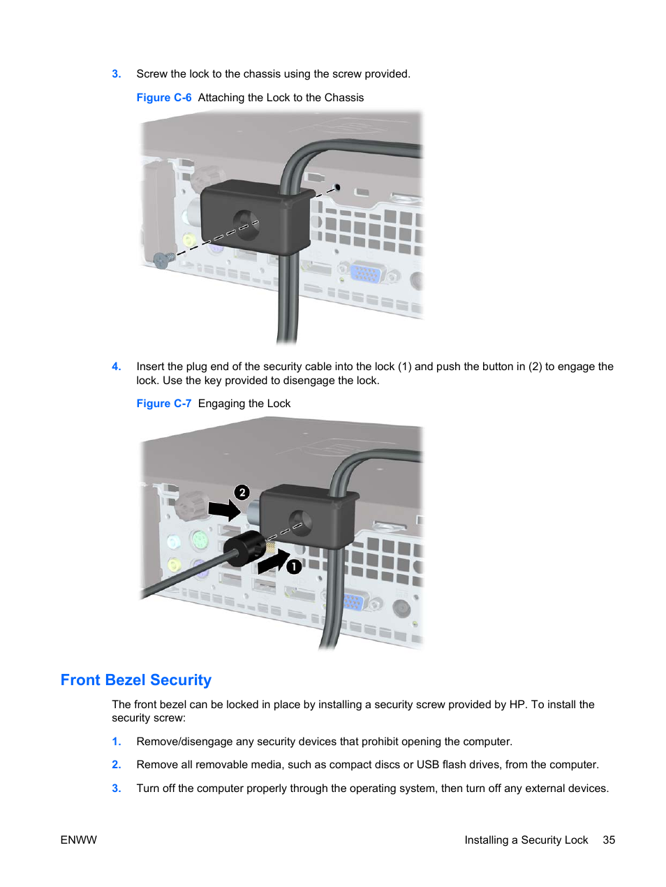 Front bezel security | Hitachi COMPAQ 8000 User Manual | Page 41 / 48