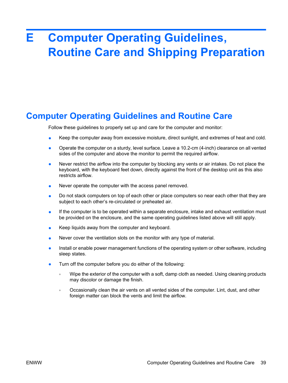 Computer operating guidelines and routine care | Hitachi COMPAQ 8000 User Manual | Page 45 / 48