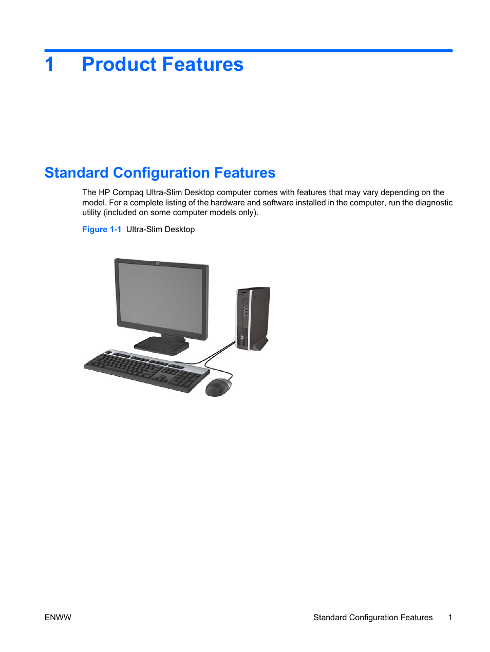 Product features, Standard configuration features, 1 product features | 1product features | Hitachi COMPAQ 8000 User Manual | Page 7 / 48