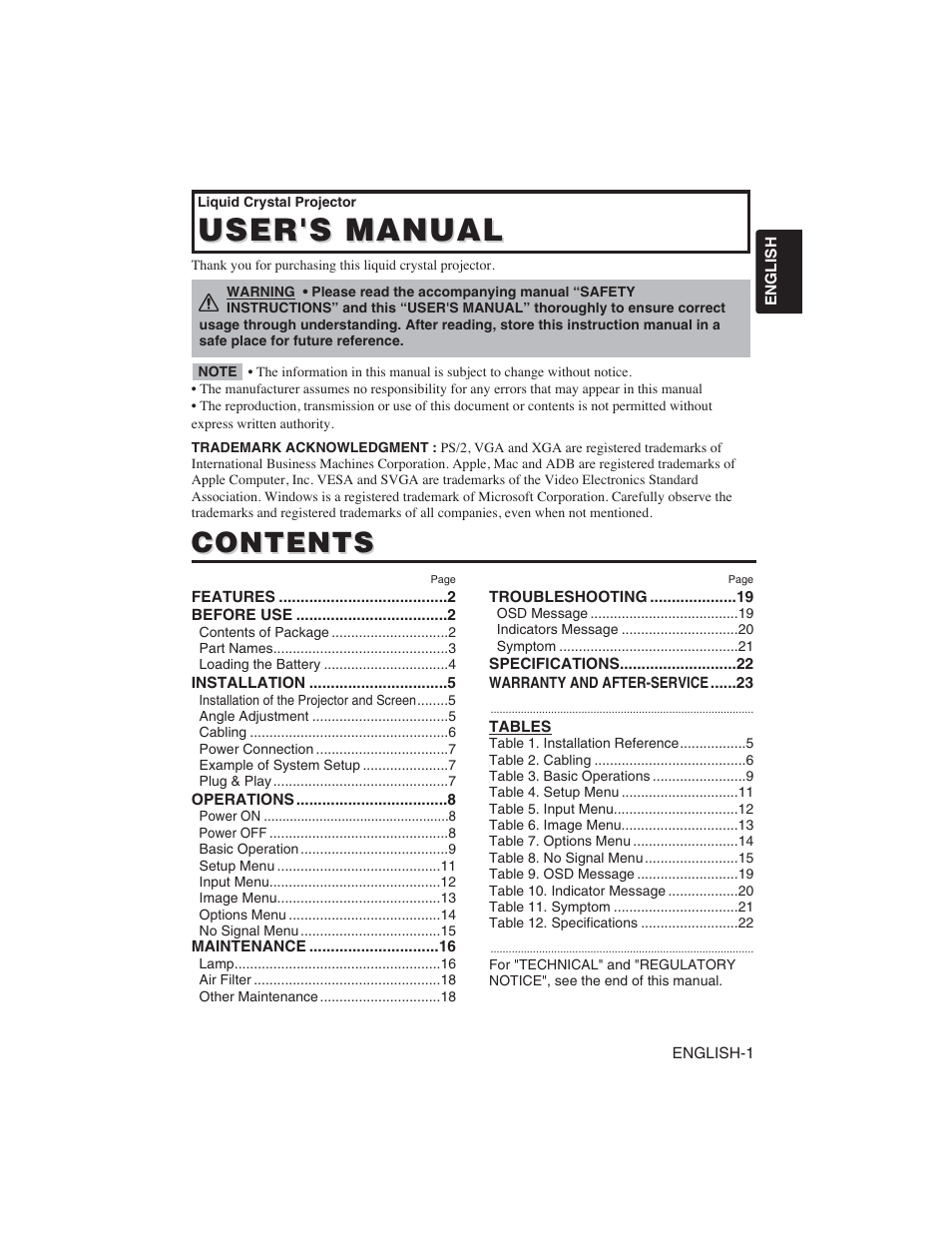Hitachi CP-S225W User Manual | Page 2 / 205