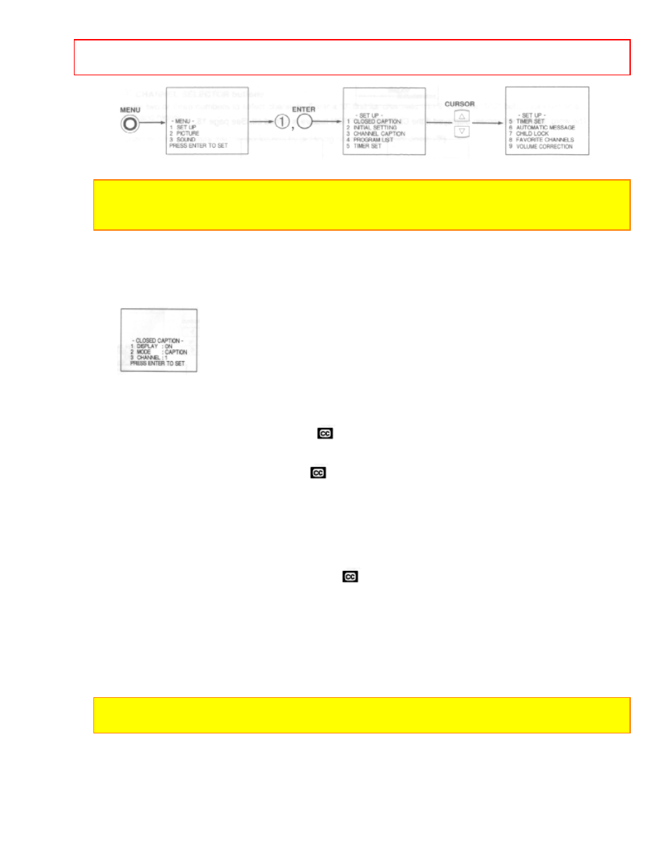 Closed caption • initial setting | Hitachi 60SX4K User Manual | Page 17 / 42