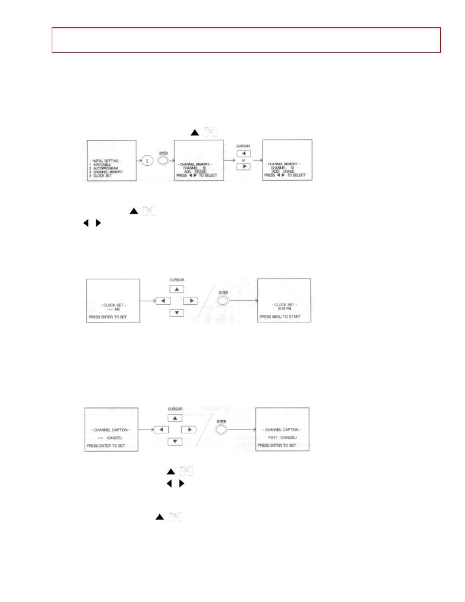 Channel memory • clock set • channel caption | Hitachi 60SX4K User Manual | Page 19 / 42