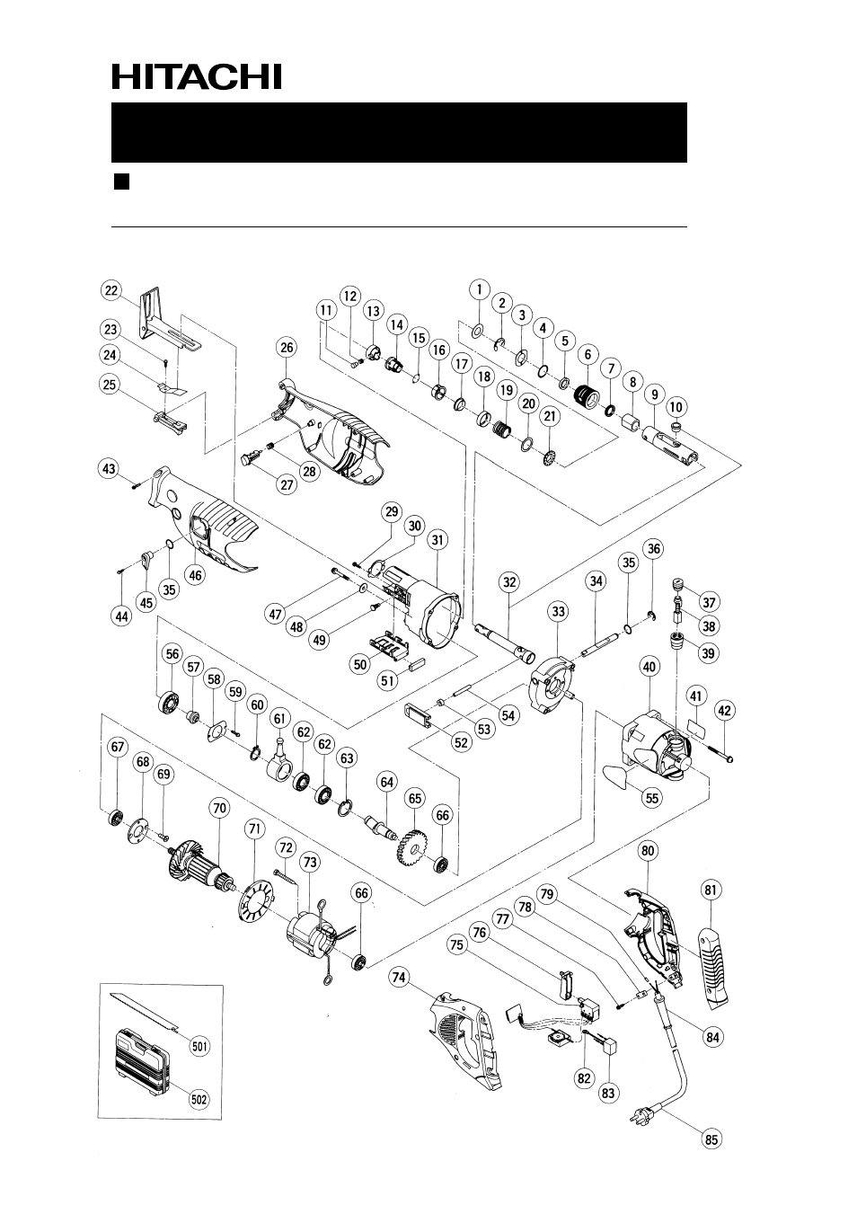 Assembly diagram for cr 13va, Electric tool parts list | Hitachi POWER TOOLS CR 13VA User Manual | Page 30 / 37