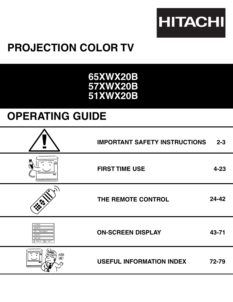 Hitachi 57XWX20B User Manual | 80 pages