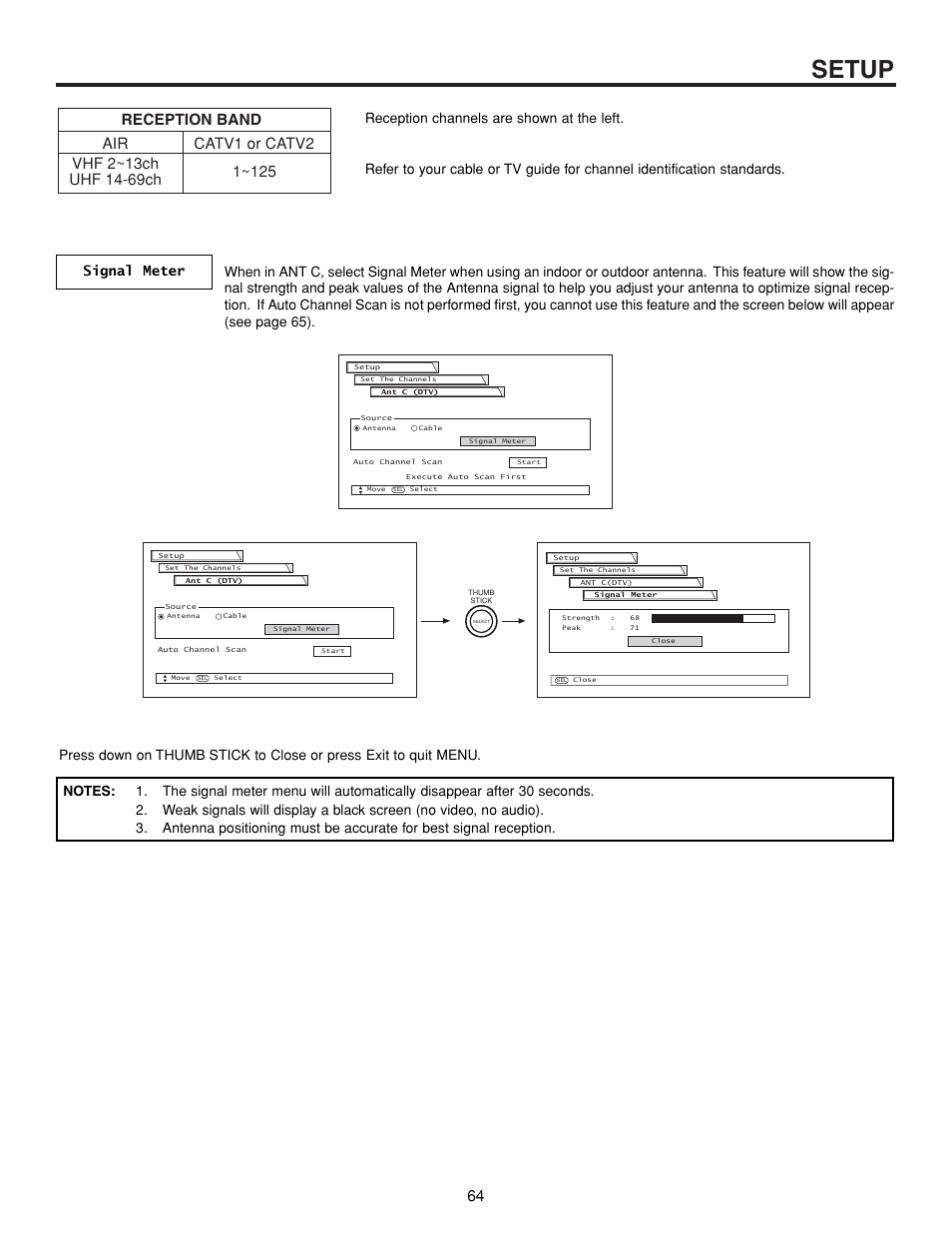 Setup | Hitachi 57XWX20B User Manual | Page 64 / 80