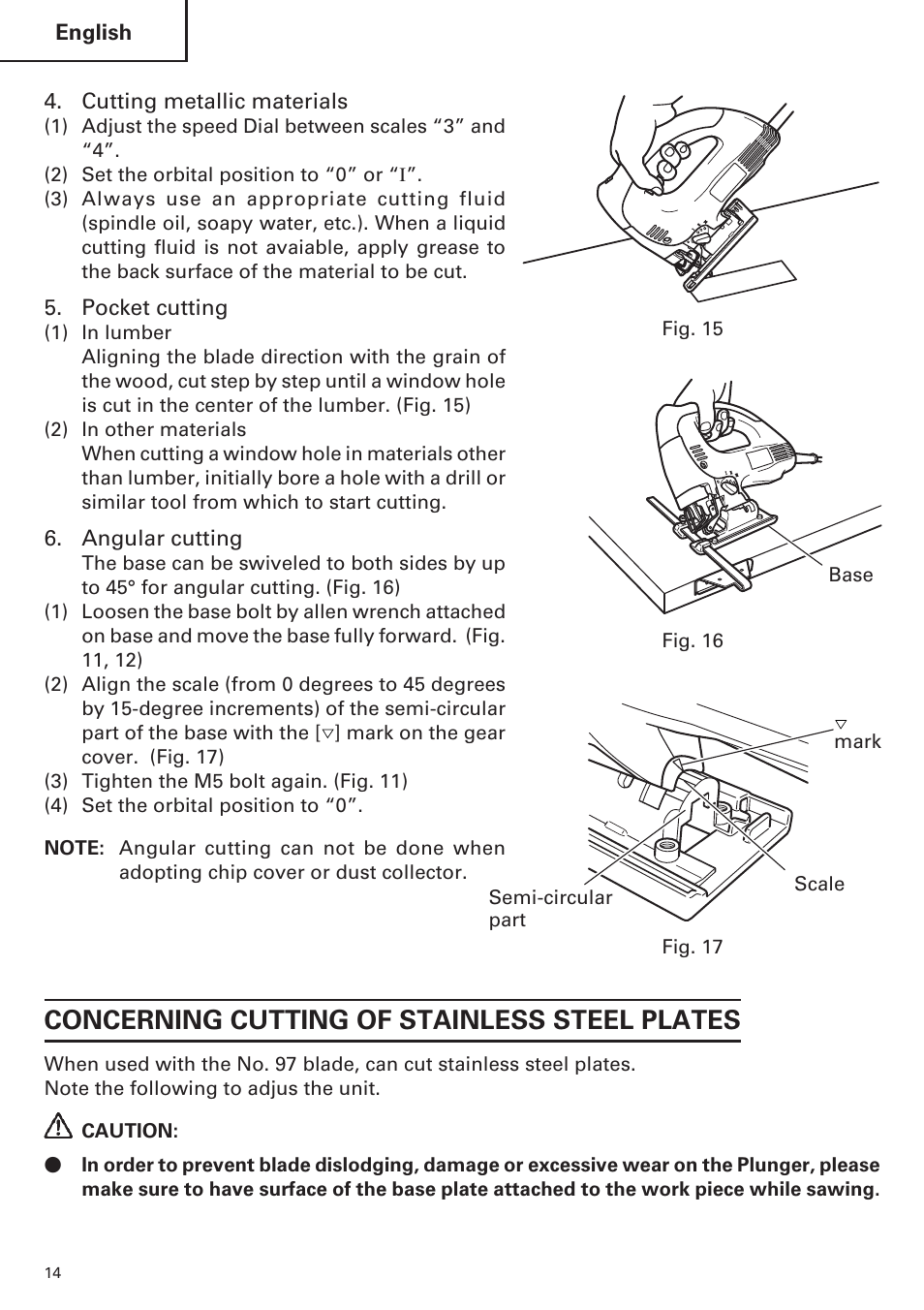 Concerning cutting of stainless steel plates | Hitachi CJ120VA User Manual | Page 14 / 60