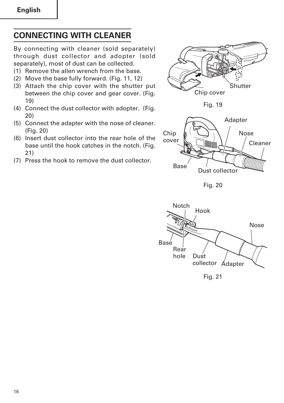 Connecting with cleaner | Hitachi CJ120VA User Manual | Page 16 / 60