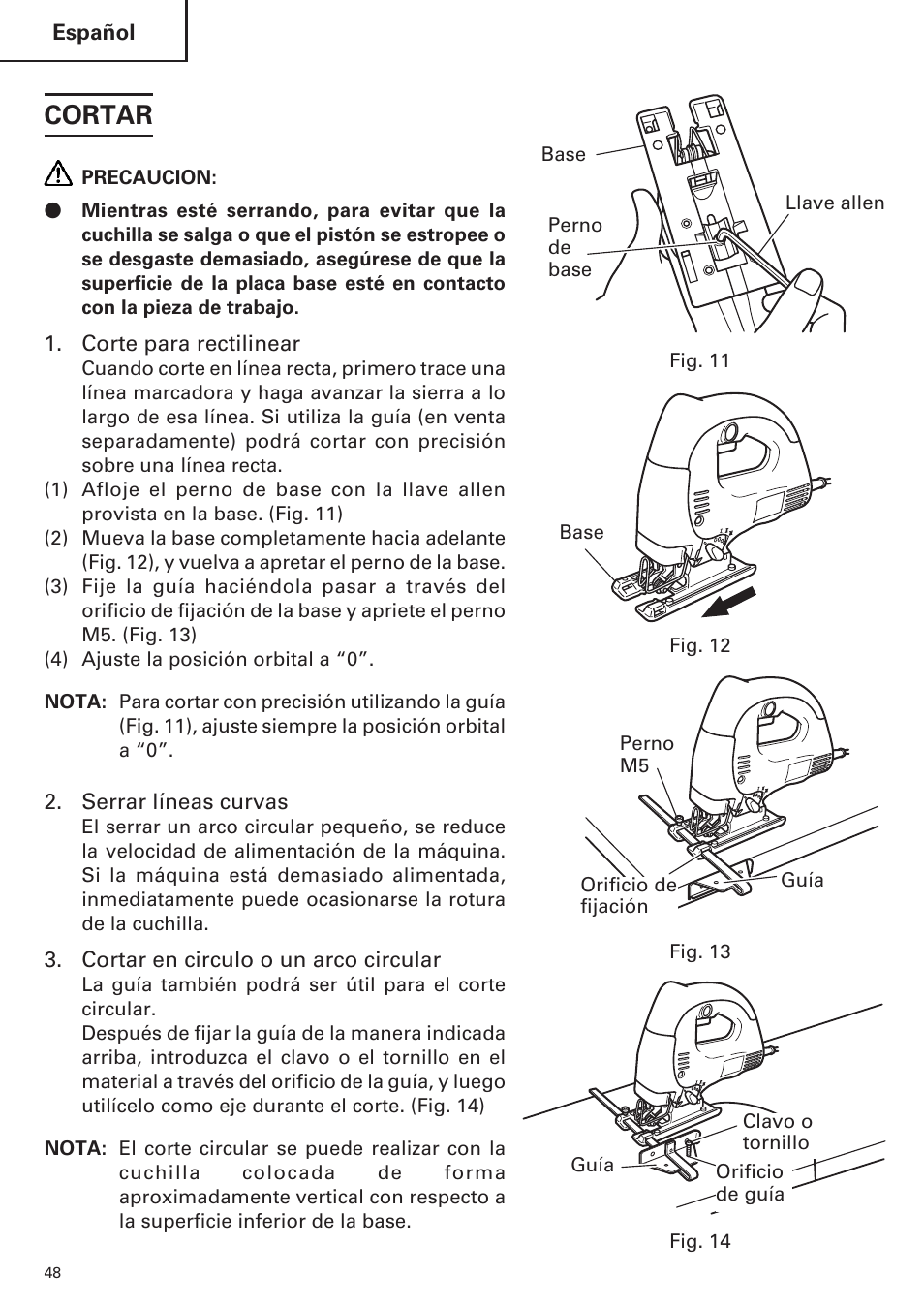 Cortar | Hitachi CJ120VA User Manual | Page 48 / 60
