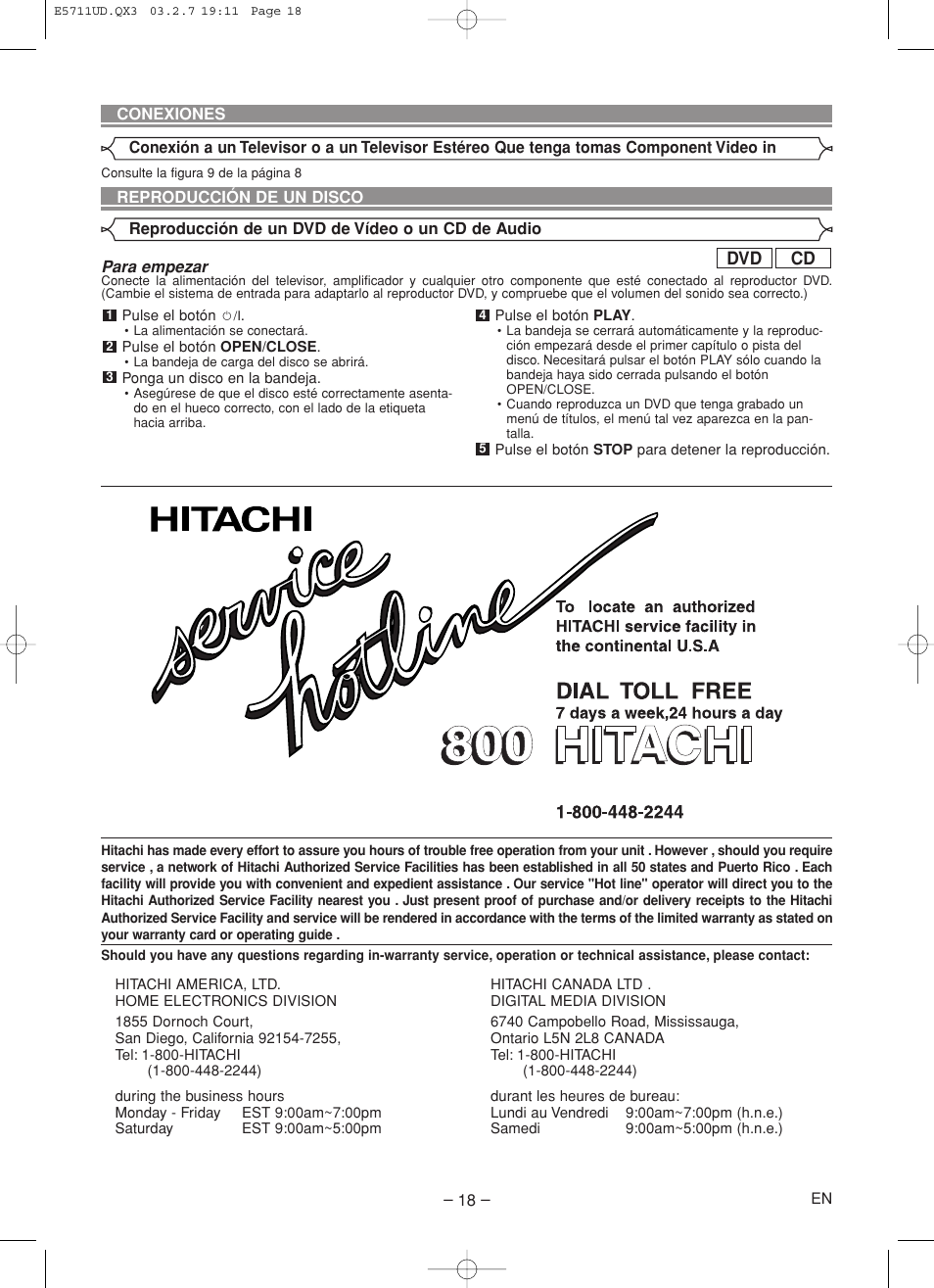 Cd dvd | Hitachi DV-P533U User Manual | Page 18 / 18