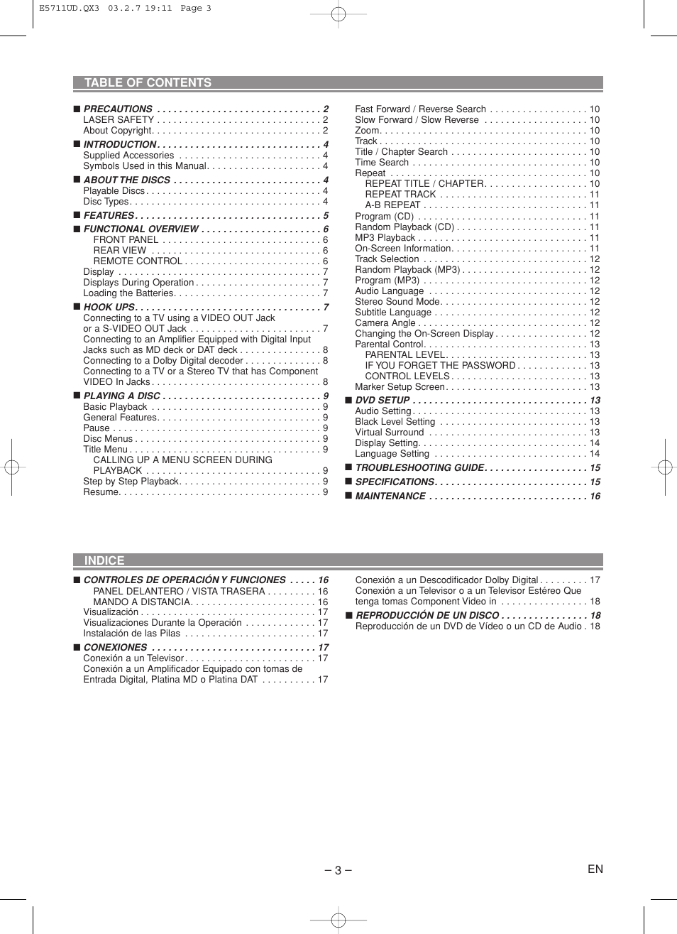 Hitachi DV-P533U User Manual | Page 3 / 18