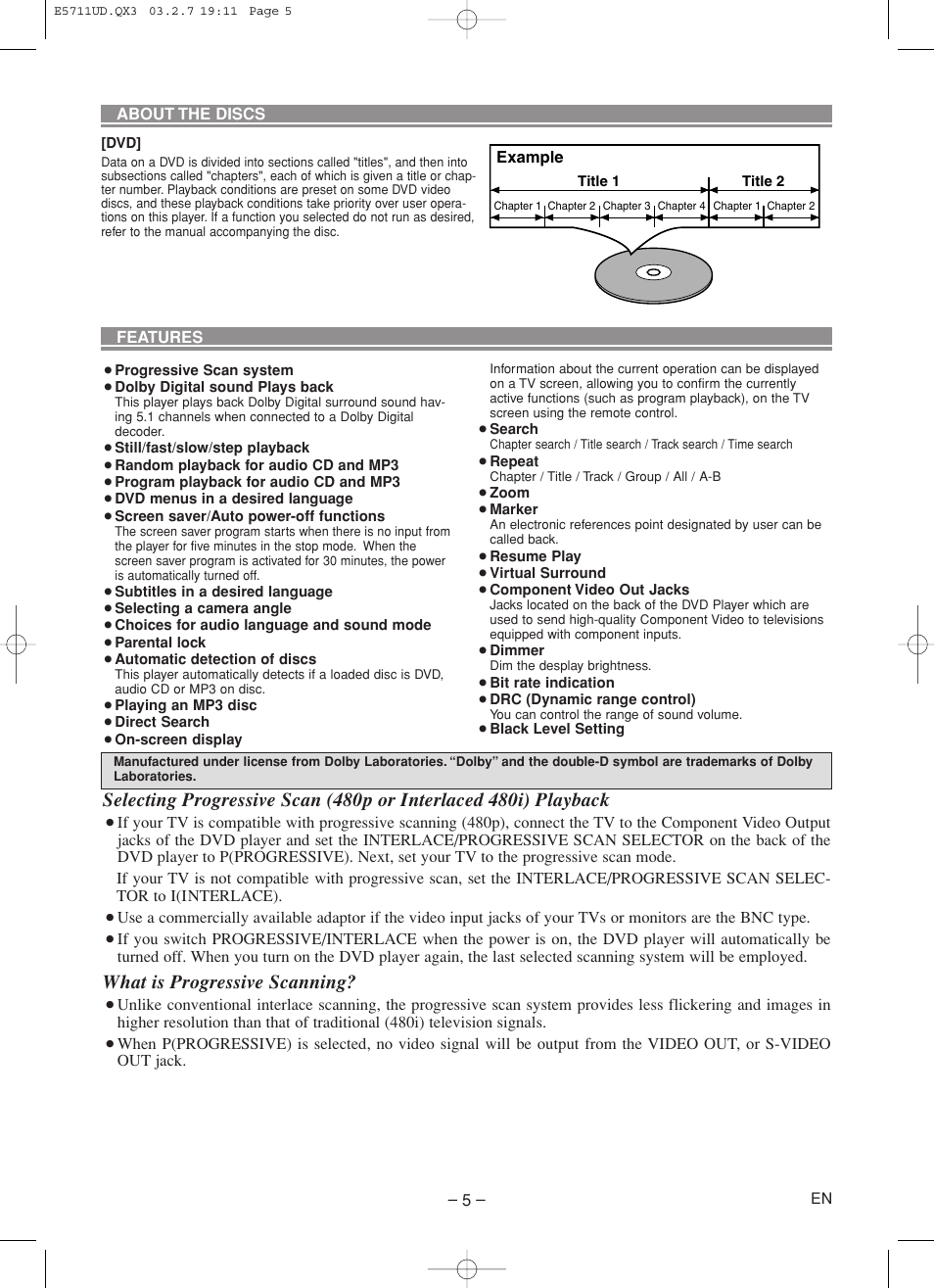 What is progressive scanning | Hitachi DV-P533U User Manual | Page 5 / 18