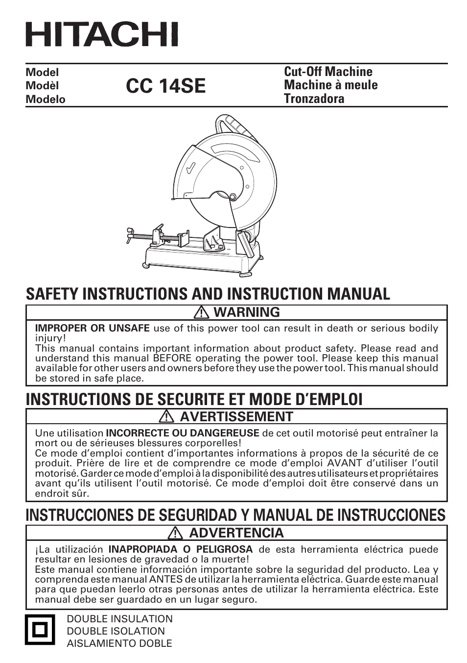 Hitachi CC14SE OM User Manual | 52 pages