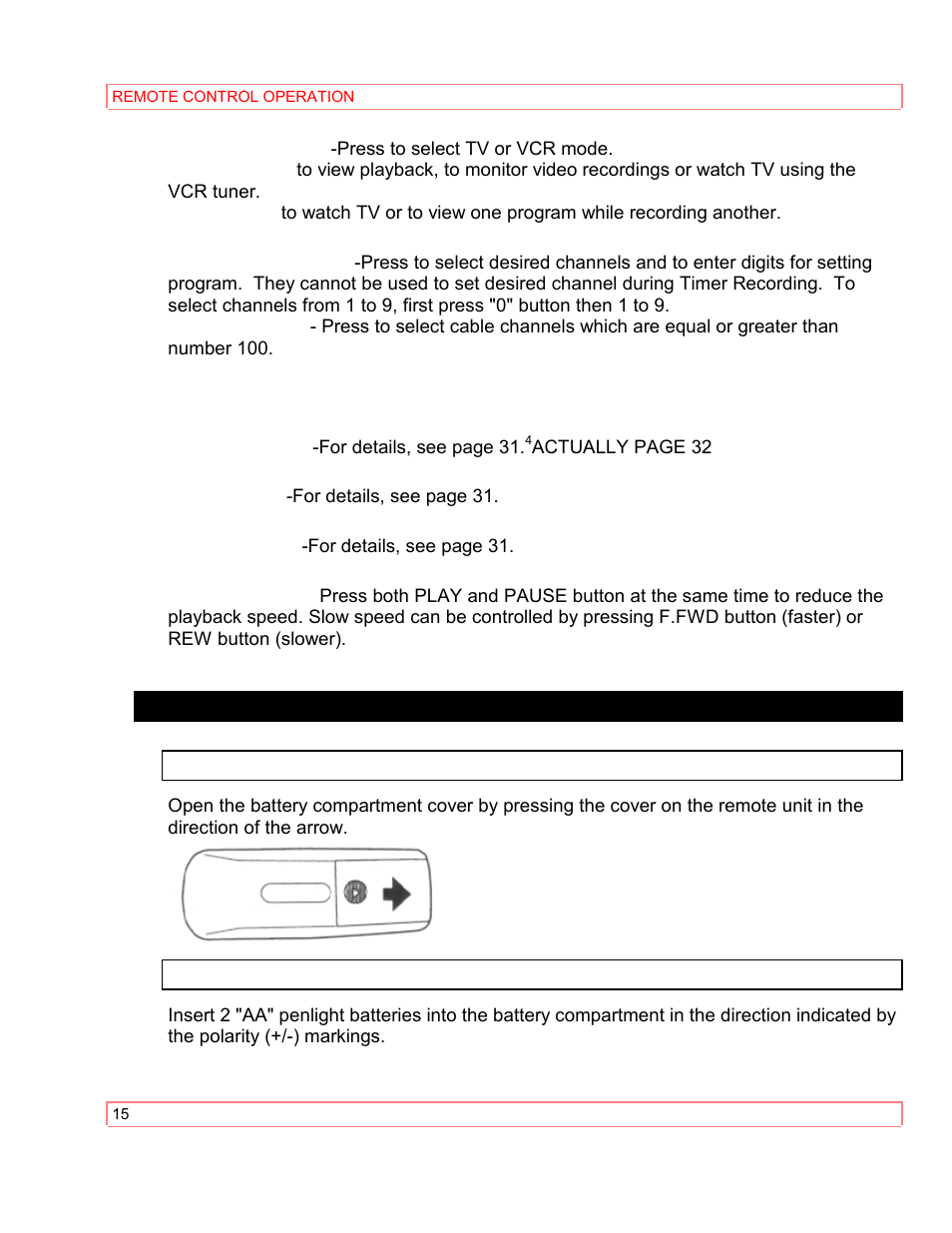 Installing the batteries | Hitachi VT-M290A User Manual | Page 15 / 73