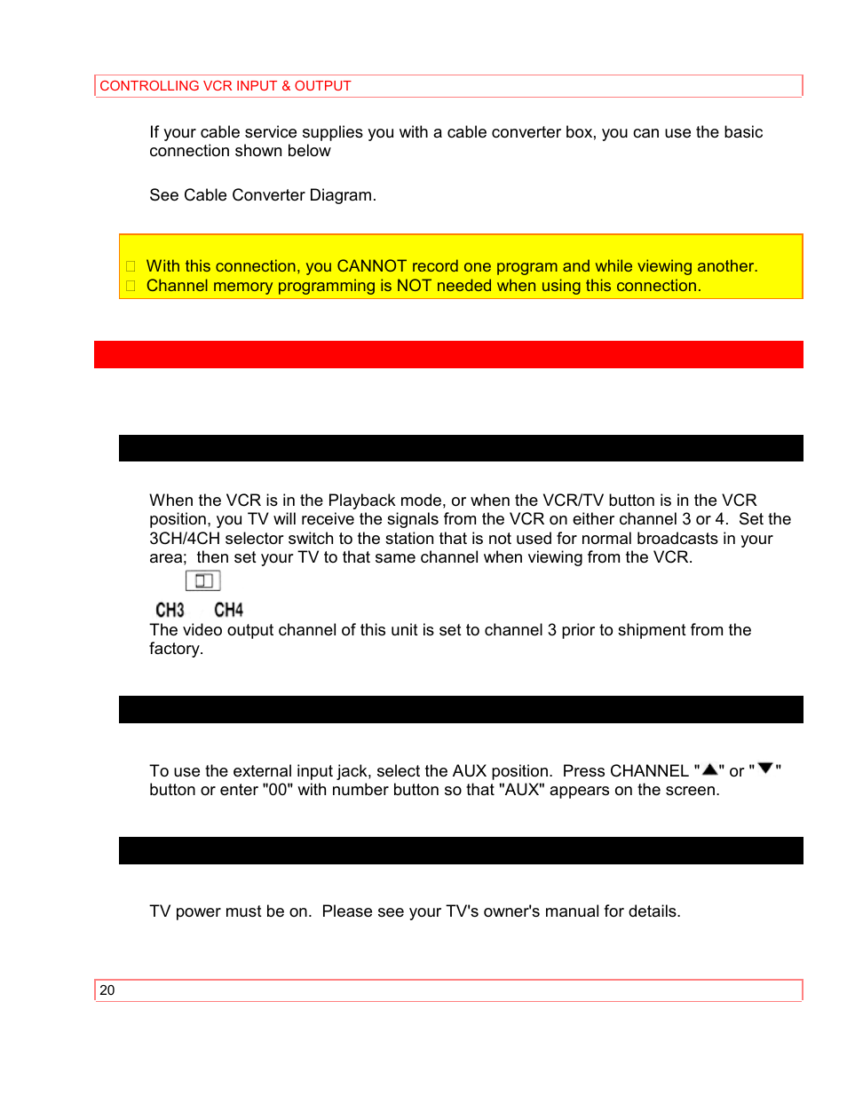 Controlling vcr input & output | Hitachi VT-M290A User Manual | Page 20 / 73